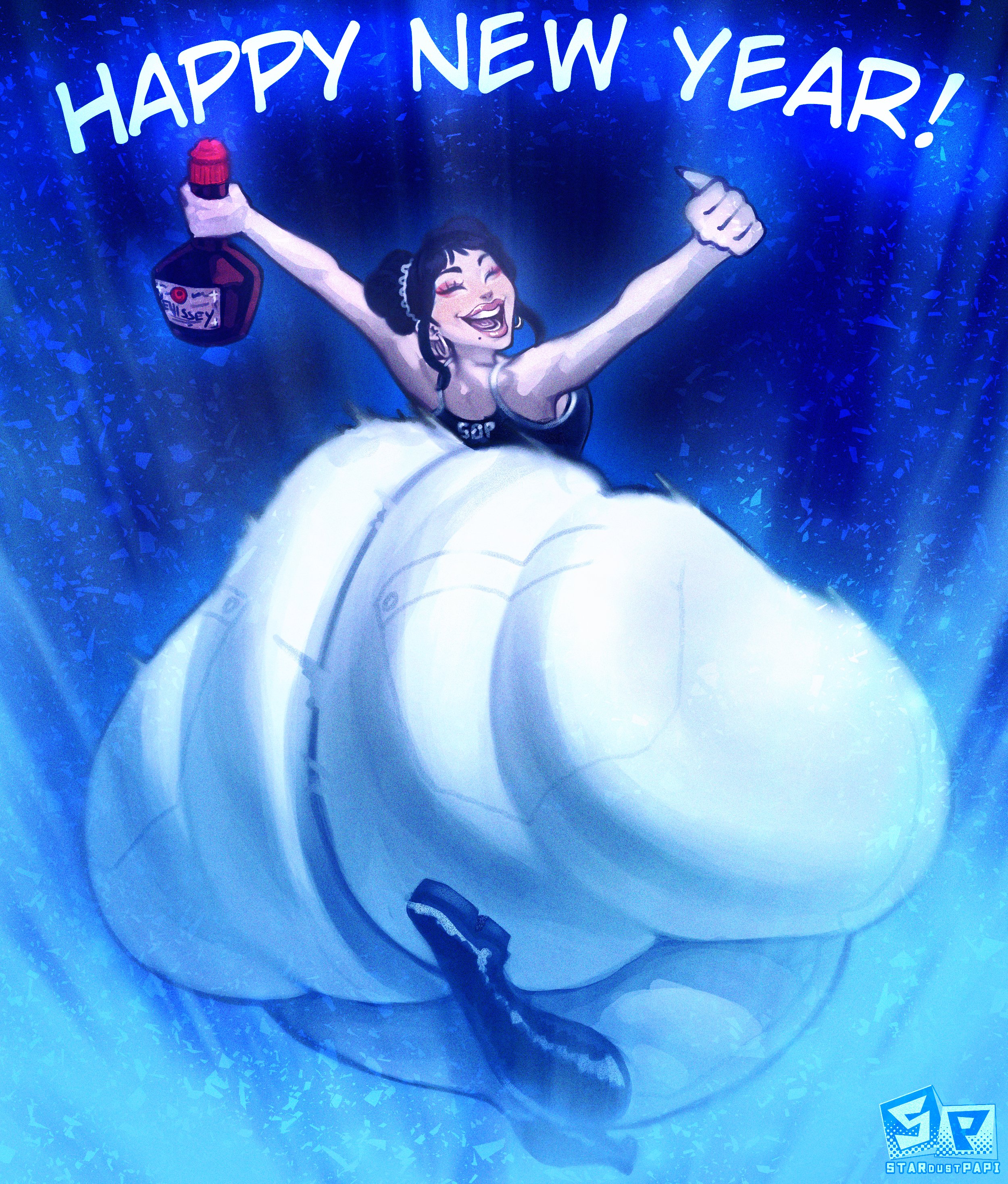 1girls, alcohol, ass bigger than head, ass bigger than torso, clapping ass, clapping cheeks, fat ass, female, hyper, hyper ass, hyper thighs, ignantastro, jumping, looking back, massive ass, new year, nurse, solo female, stardustpapi, tagme, thick thighs