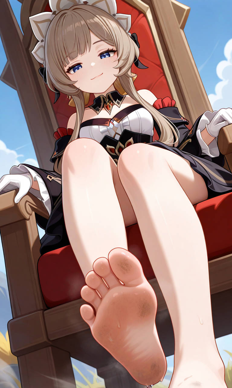 ai generated, dirty feet, feet, foot fetish, footwear, genshin impact, sandrone (genshin impact), soles, toes