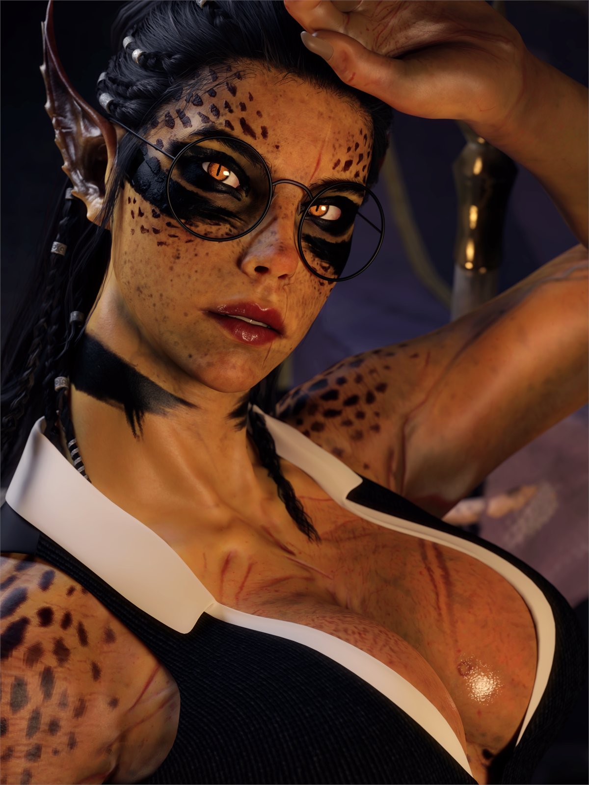 1girls, 3d, baldur's gate, baldur's gate 3, big ass, big breasts, big thighs, breasts, bust, busty, chest, curvaceous, curvy, curvy figure, dungeons and dragons, female, forgotten realms, gith, githyanki, green body, green skin, green-skinned female, hips, hourglass figure, humanoid, lae'zel, slim waist, thick, thick hips, thick legs, thick thighs, thighs, voluptuous, waist, wide hips, word2