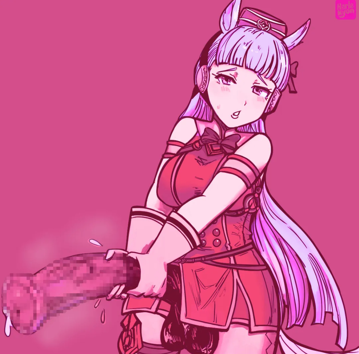 balls, balls out, ballsack, big penis, blush, blush lines, breasts, censored, censored penis, clothes on, cock, cum, cum dripping, cum dripping from penis, dick, embarrassed, embarrassed expression, fully clothed, furanari, futanari, gold ship (umamusume), harlekyon, hips, hips wider than shoulders, holding penis, horse, horse ears, horse girl, horse penis, horse tail, horseballs, horsecock, horsecock futa, horsecock futanari, huge ass, long hair, looking at viewer, massive penis, masturbation, medium breasts, pale skin, penis, penis out, penis out of underwear, pink eyes, precum, red clothing, silver hair, staring at viewer, stroking own cock, stroking penis, thighs, umamusume, umamusume pretty derby, veins on dick, veiny penis