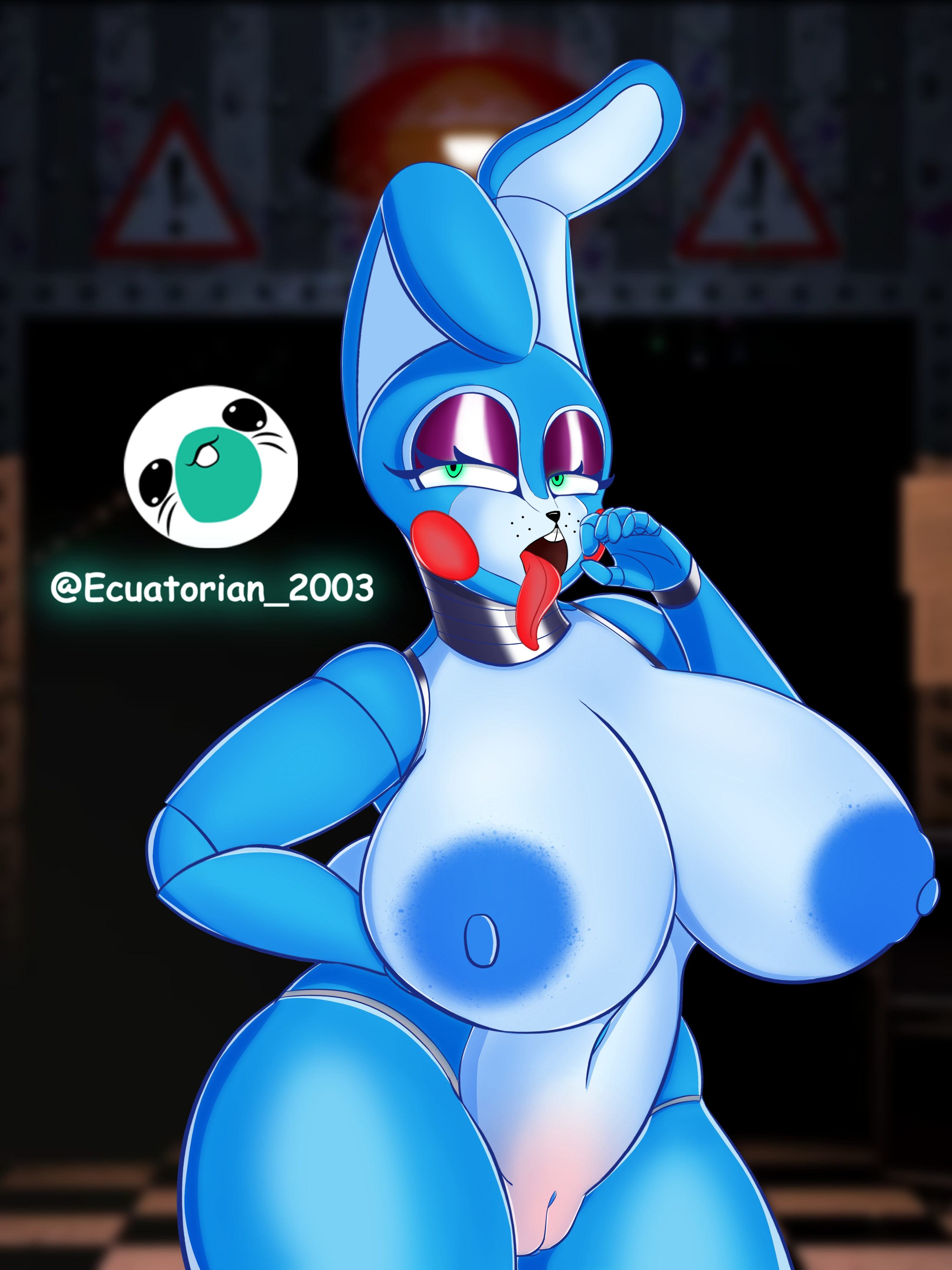 1girls, animatronic, animatronic female, areolae, big areola, big ass, big breasts, big butt, bunny girl, ecuatorian 2003, female, five nights at freddy's, five nights at freddy's 2, fnaf, fnaf2 location, furry, furry female, navel, nipples, solo, toy bonnie (fnaf)