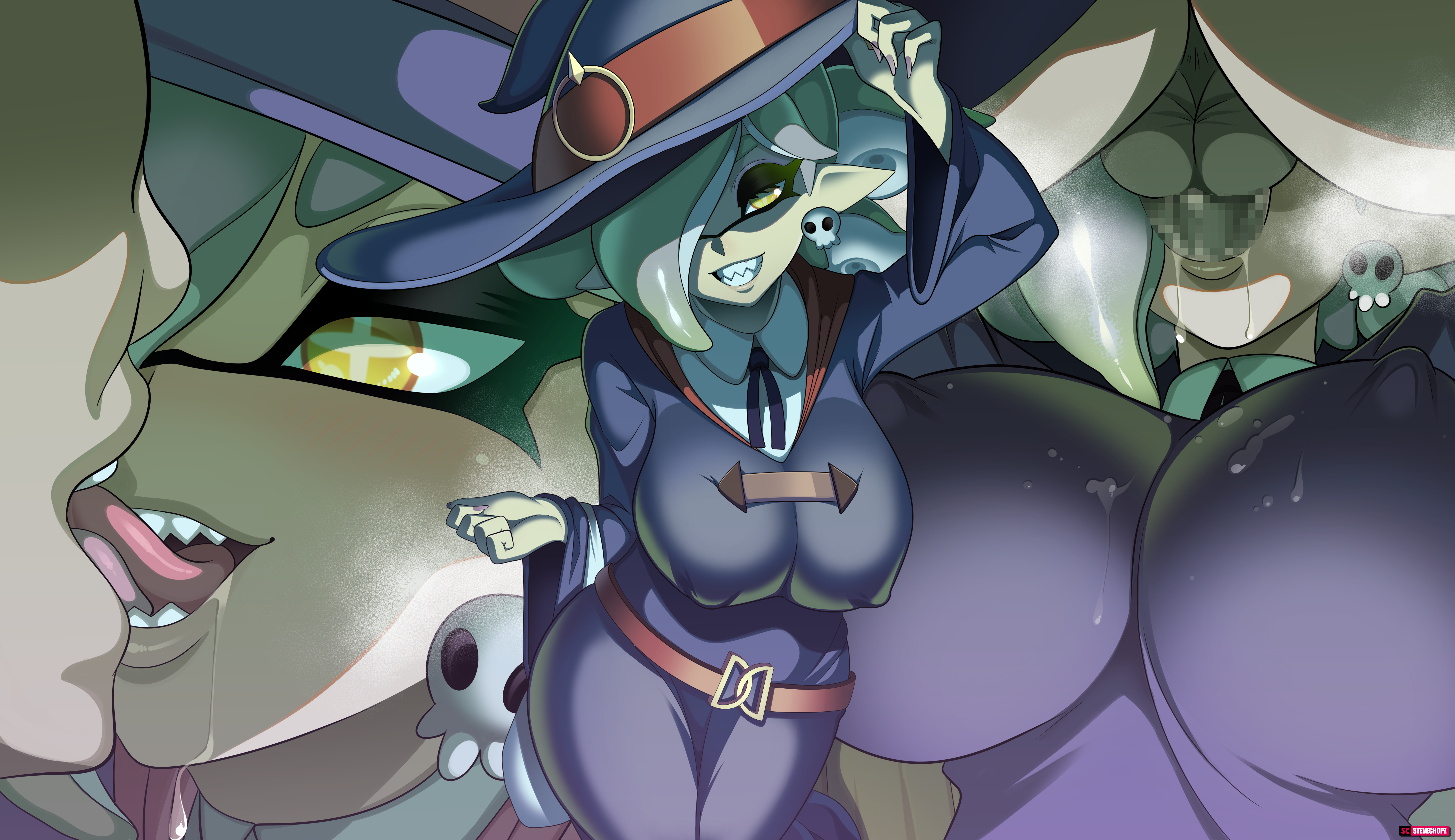 big breasts, blowjob, breasts, fellatio, female, inkling, male, marie (splatoon), nintendo, penis, splatoon, squid sisters, stevechopz, tentacle hair