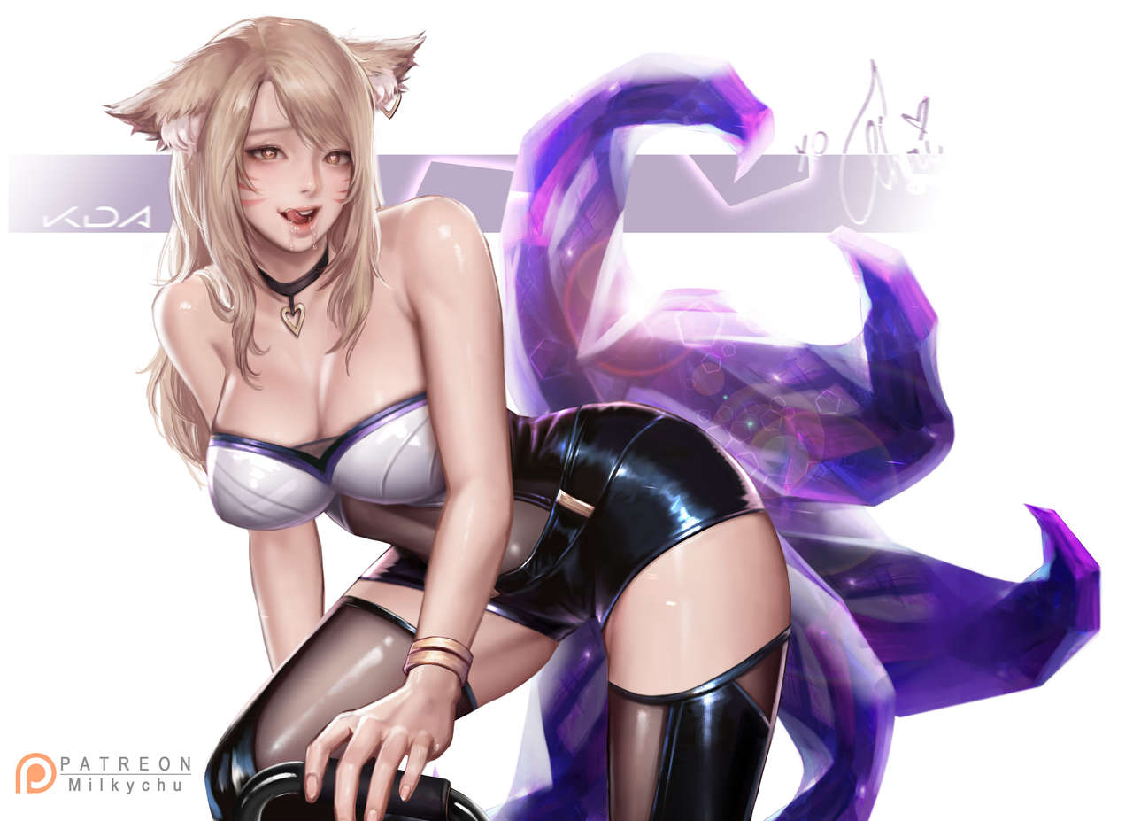 1girls, ahri, alternate costume, alternate hair color, alternate hairstyle, animal ear fluff, animal ears, animal girl, ass, big ass, big breasts, blonde hair, breasts, busty, child bearing hips, cleavage, clothing, color, crystal tail, curves, curvy, curvy body, curvy female, curvy figure, curvy hips, dialogue, english text, eyelashes, eyeliner, eyeshadow, facial markings, female, female penetrated, fluffy, fluffy ears, fox, fox ears, fox girl, fox tail, glistening, glistening body, glistening breasts, glistening hair, glistening penis, glistening skin, hips, horny, hourglass figure, huge breasts, human, human on humanoid, human penetrating, human penetrating humanoid, humanoid, humanoid penetrated, inner ear fluff, k/da ahri, k/da series, kemonomimi, kitsune, large ass, large breasts, league of legends, light skin, light-skinned female, lips, lipstick, long hair, male, male on female, male penetrating, male penetrating female, male/female, milkychu, multi tail, naughty face, nine tailed fox, pale skin, pale-skinned female, penetration, penis, penis in pussy, penis in vagina, pussy, riot games, sex, straight, tail, text, thick thighs, thighs, uncensored, variant, vastaya, video games, voluptuous, wide hips, yellow eyes