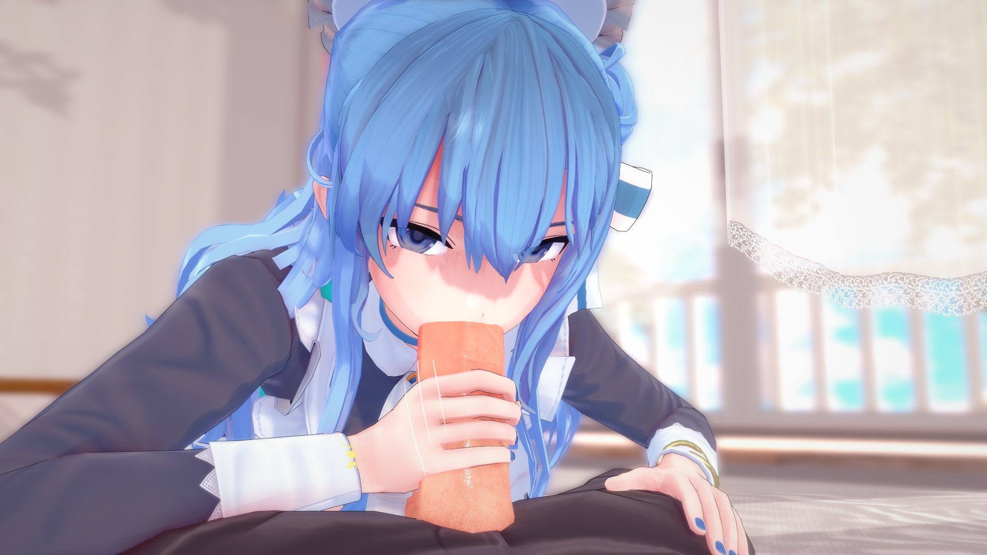 3d, alternate version available, blowjob, fellatio, female, hololive, hololive gen 0, hololive japan, hoshimachi suisei, looking at viewer, male, oral, penis, pov, tagme, touching penis, virtual youtuber, wataamage