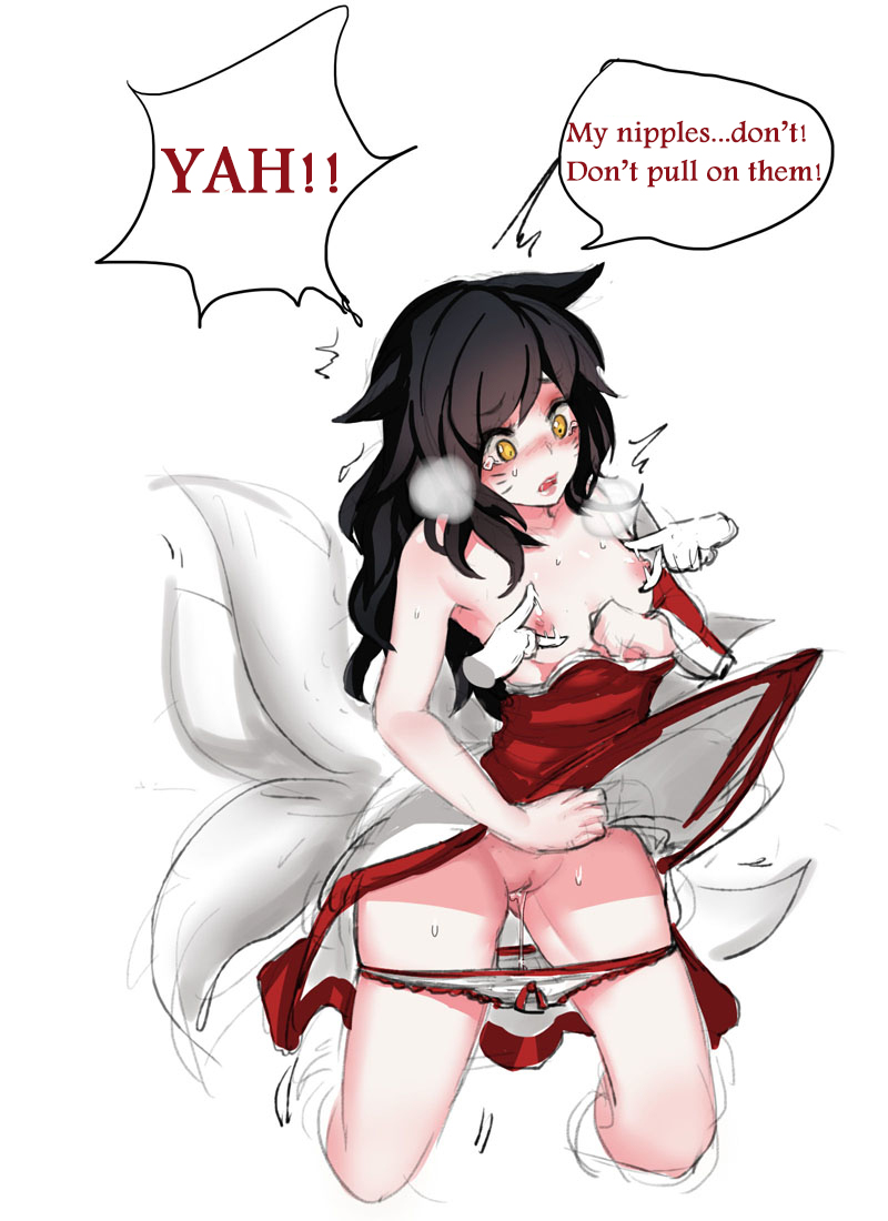 9_tails ahri alternate_costume alternate_hair_color alternate_hairstyle animal_ear_fluff animal_ears animal_girl big_breasts black_hair breasts busty cleavage clothing color dialogue english_text eyelashes eyeliner eyeshadow facial_markings female fluffy fluffy_ears fluffy_tail fluffy_tails fox fox_ears fox_girl fox_tail furry_tail huge_breasts humanoid inner_ear_fluff kemonomimi kitsune large_breasts league_of_legends light-skinned_female light_skin long_hair multiple_tails nine_tailed_fox pale-skinned_female pale_skin pd popstar_ahri riot_games small tail text vastaya video_games yellow_eyes