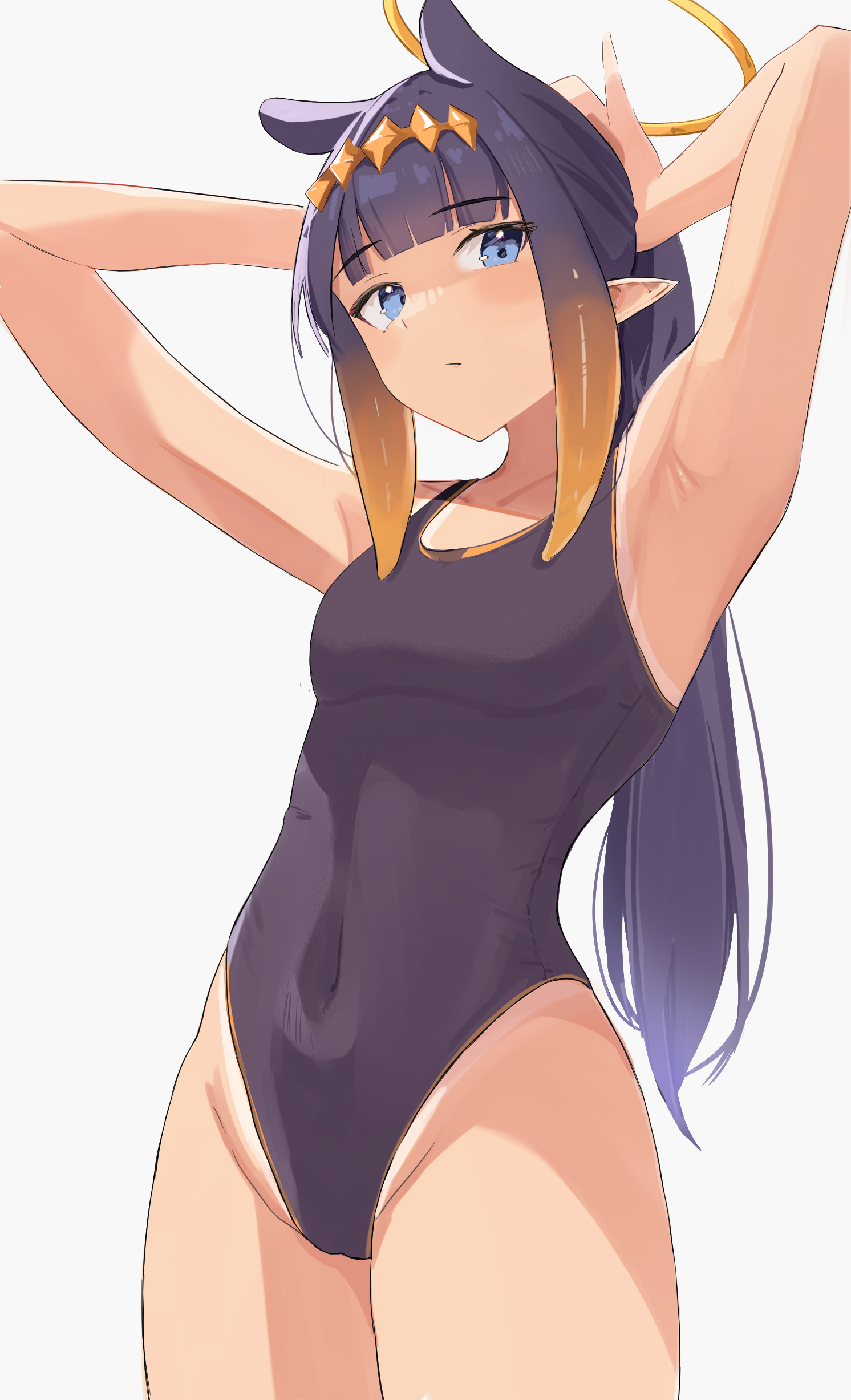 armpits, female, hololive, hololive english, hololive myth, ku roiko, ninomae ina'nis, roikopi, swimsuit, tan skin, virtual youtuber
