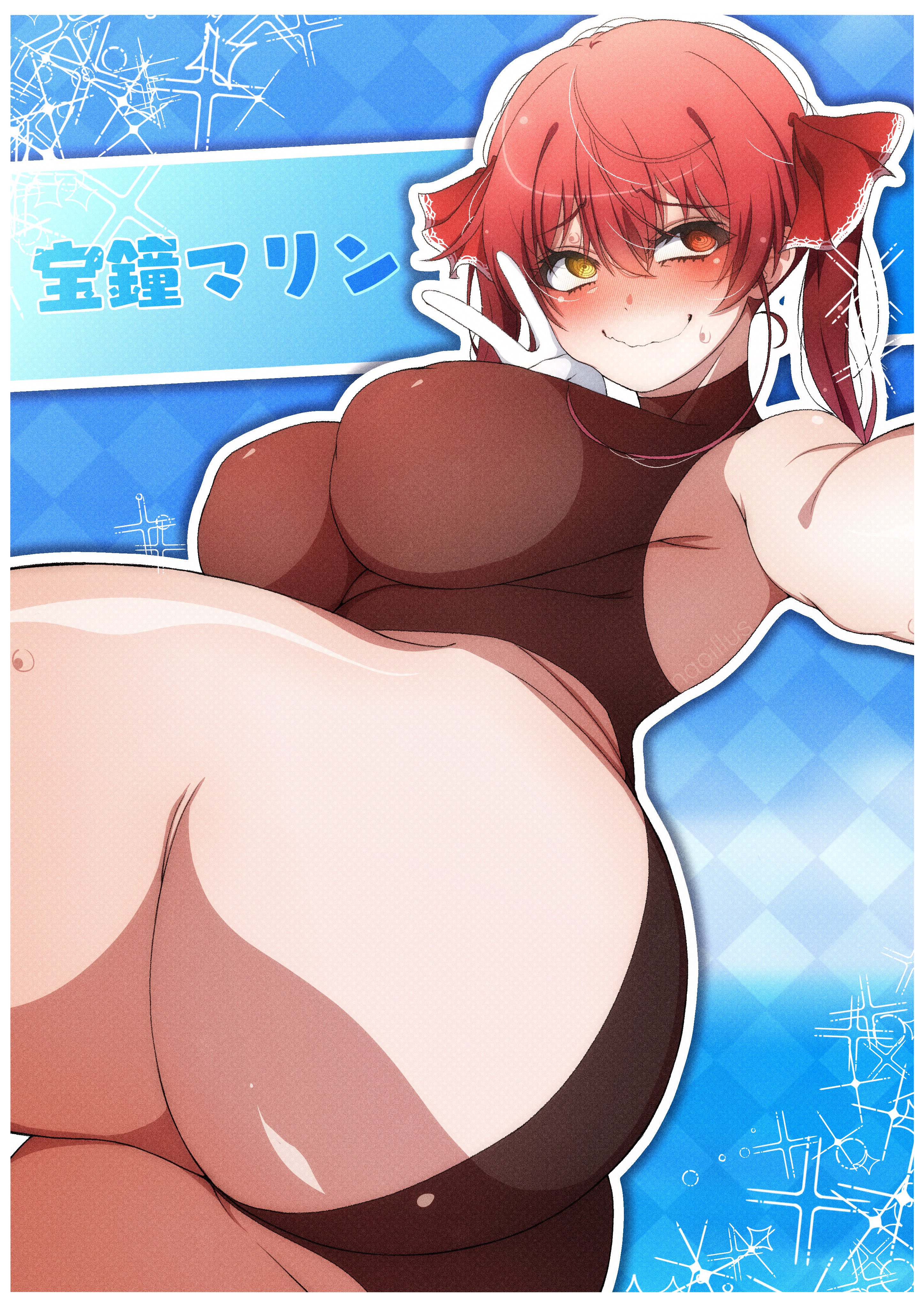 1girls, 2022, ass, breasts, embarrassed, female, female only, hair ornament, heterochromia, hi res, highleg leotard, hips, hololive, hololive fantasy, hololive japan, houshou marine, huge ass, large breasts, large filesize, leotard, long hair, naoillus, red eyes, red hair, slim waist, thick ass, thick thighs, thighs, twintails, virtual youtuber, wide hips, yellow eyes