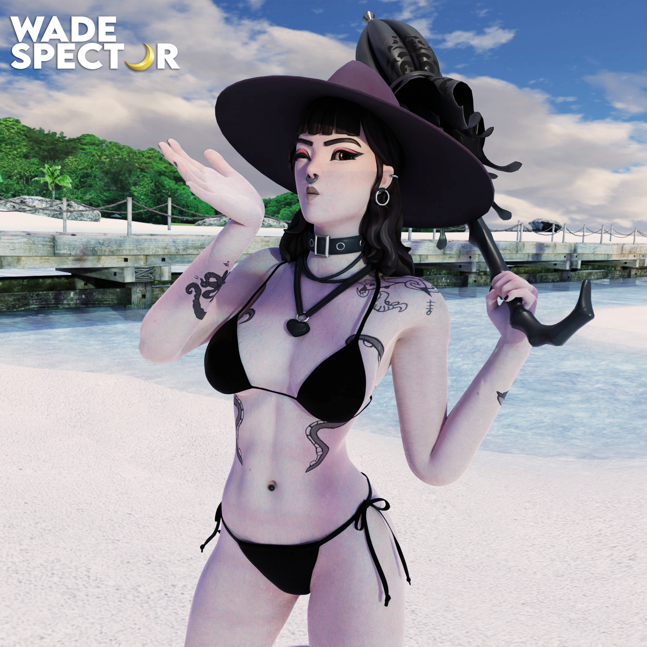 1girls, 3d, female, female only, fortnite, fortnite: battle royale, goth, goth girl, phaedra (fortnite), solo, wadespector