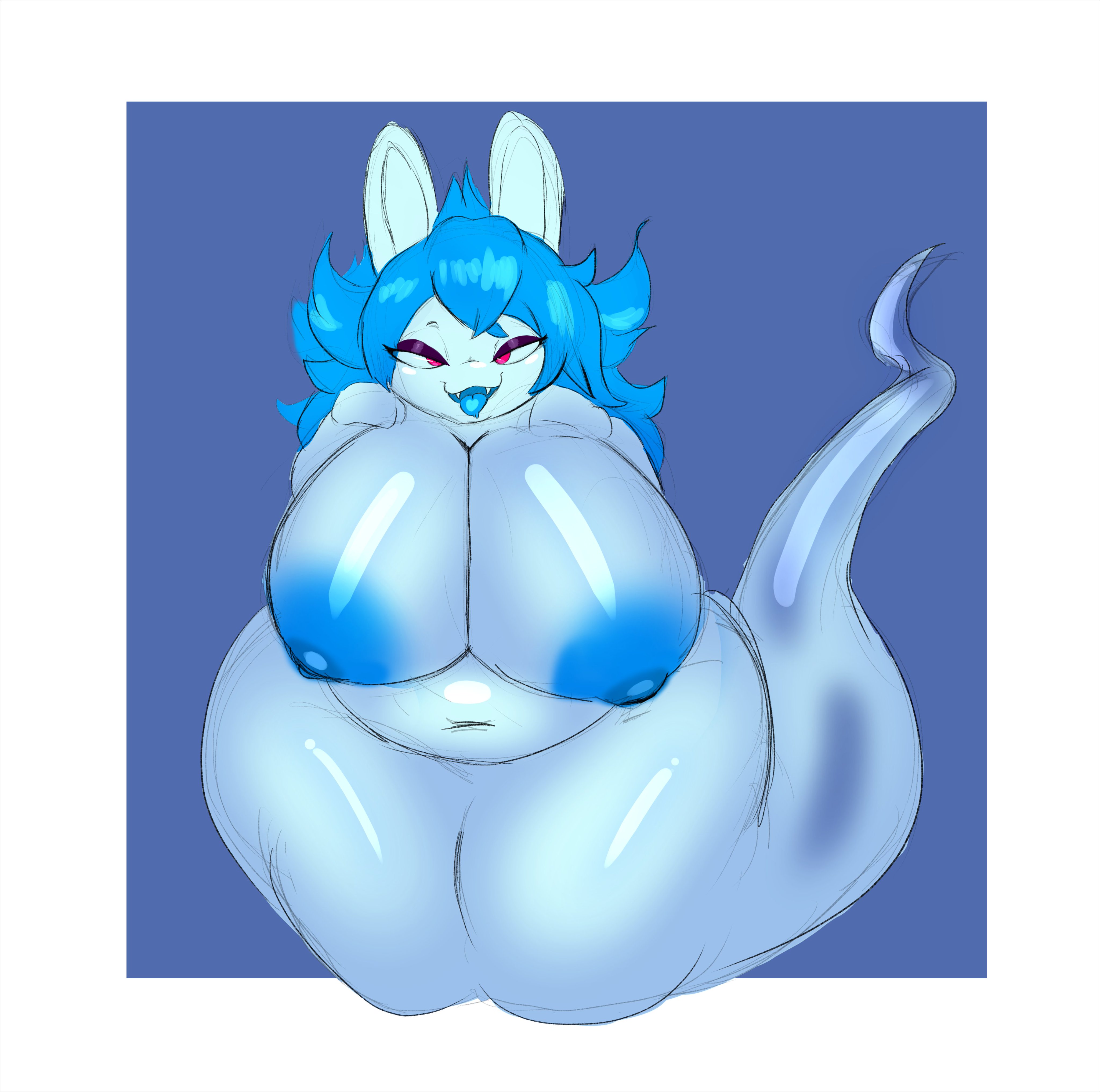 1girls, anthro, big breasts, blue hair, breasts, busty, completely nude, female, female only, full body, ghost, ghost girl, huge breasts, lagomorph, large breasts, looking at viewer, mario (series), mario + rabbids, mario + rabbids: sparks of hope, midnite (mario + rabbids), naked, naked female, nintendo, nipples, nsfwcrunchybun, nude, nude female, open mouth, pink eyes, rabbid, rabbit, raving rabbids, slightly chubby, solo, solo female, thick thighs, tongue, tongue out, ubisoft, video games