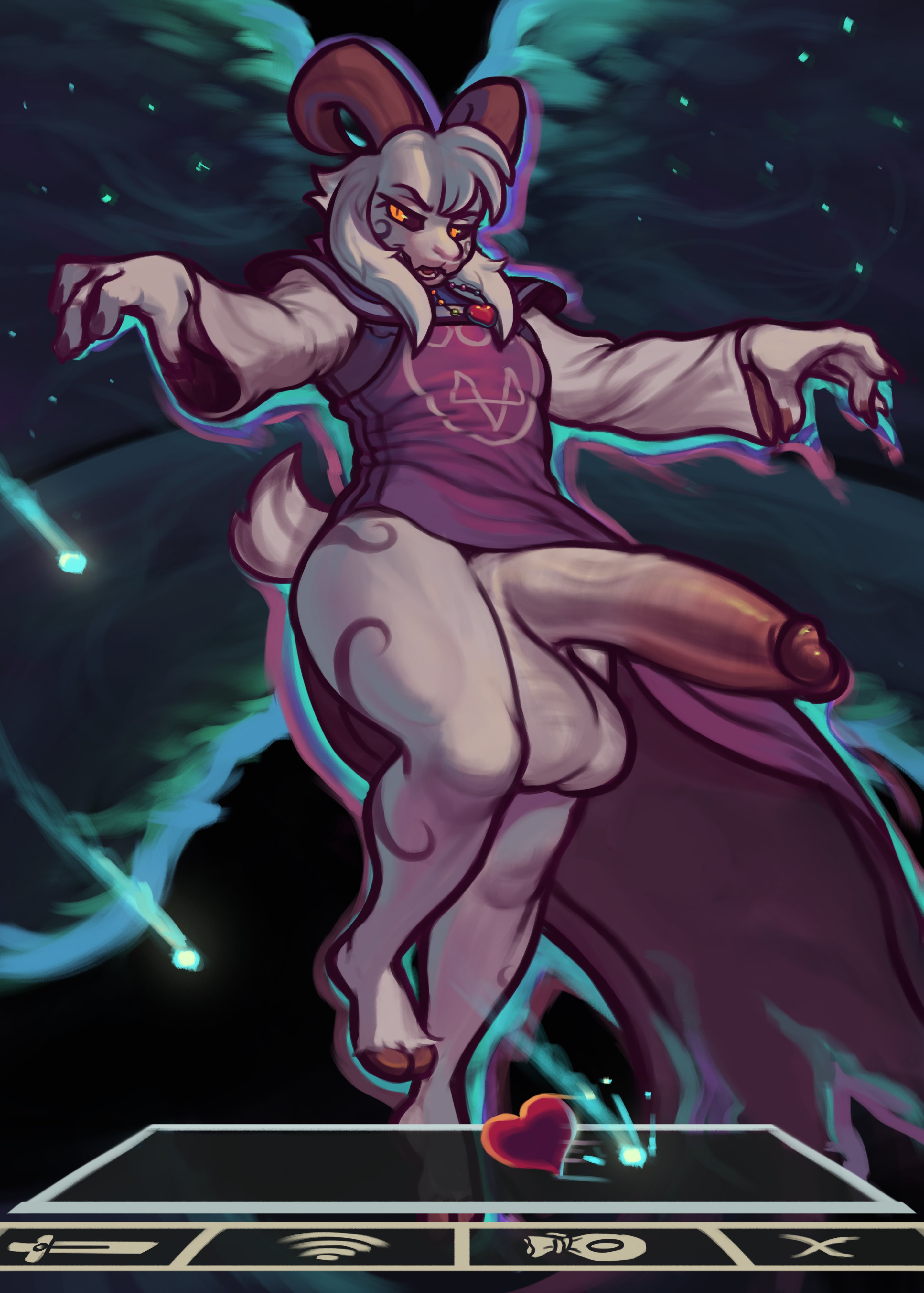 1boy, 2d, asriel dreemurr, asriel dreemurr (god form), big penis, bottomless, diadorin, gameplay mechanics, huge cock, humanoid, lordy dia, male, male only, penis, soul (undertale), tagme, undertale, undertale (series)