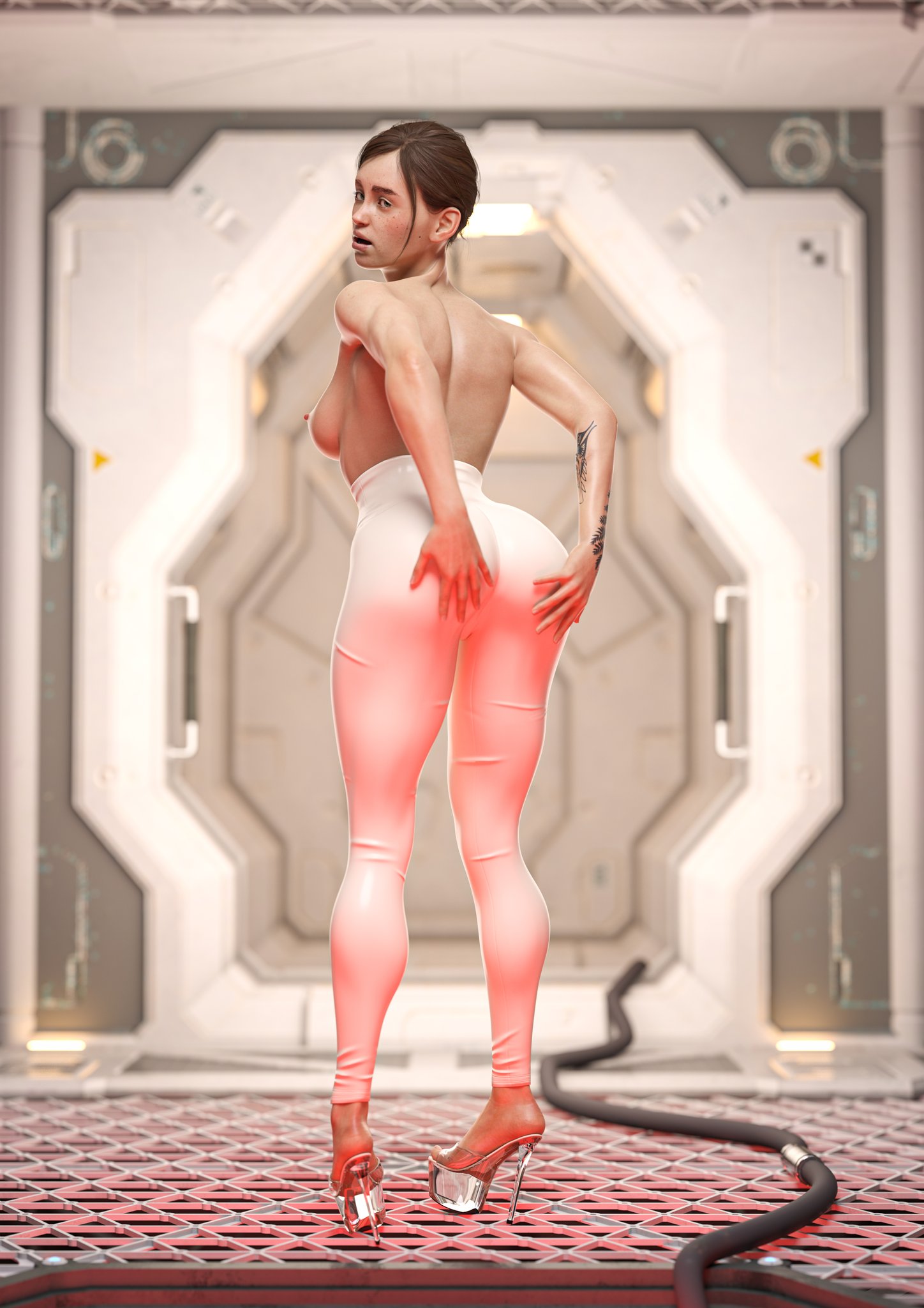 1girls, 3d, abs, alternate body type, alternate breast size, athletic, athletic female, big breasts, breasts, brown hair, busty, curvy, ellie (the last of us), ellie williams, female, female focus, female only, freckles, green eyes, heels, high heels, hourglass figure, large breasts, legs, medium breasts, naughty dog, standing, the last of us, the last of us 2, thejaderabbit, thighs, toned, toned female, voluptuous, wide hips