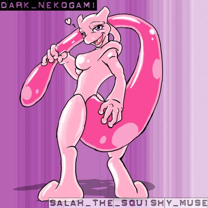 breasts darknek0gami ditto female furry heart hybrid looking_at_viewer mewtwo nintendo no_humans pokemon pokemon_(species) purple_eyes salah scalie solo spoken_heart standing