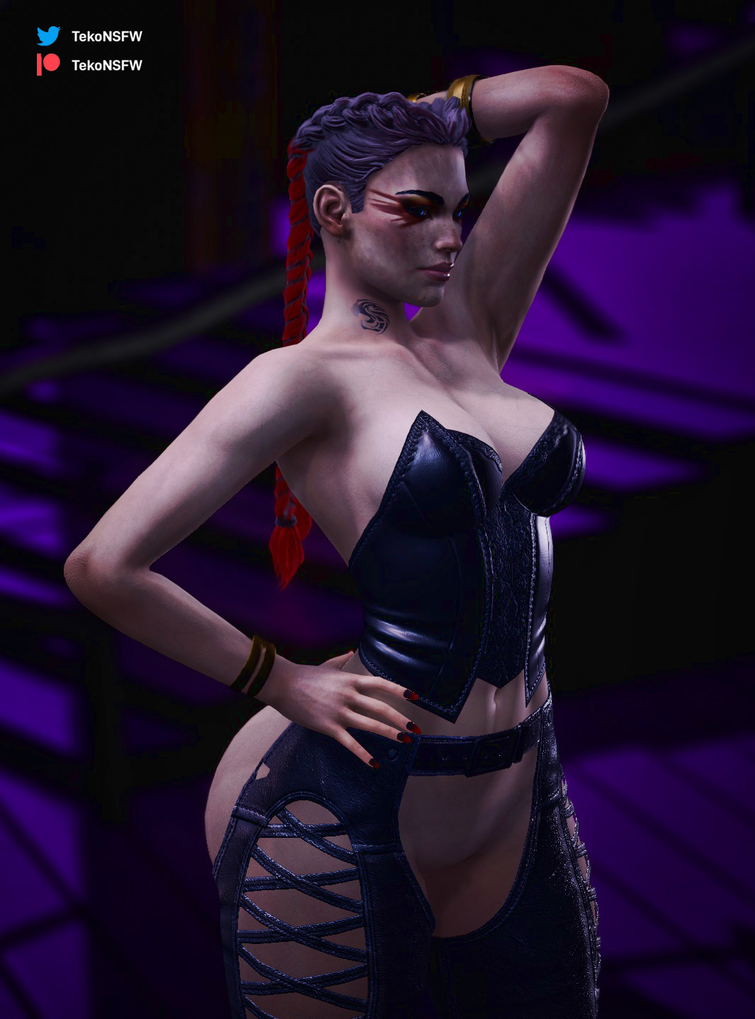 3d, apex legends, ass, big ass, cleavage, female, loba (apex legends), tekonsfw