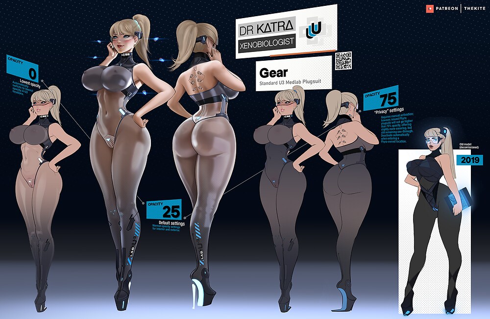 1girls big_ass big_breasts blonde_hair dat_ass english_text female female_focus female_only high_heels katra_kara long_hair oc platform_heels revealing_clothes sci-fi science_fiction scientist skimpy_clothes spacesuit text thekite tight_clothing wanderlust_(thekite) wide_hips