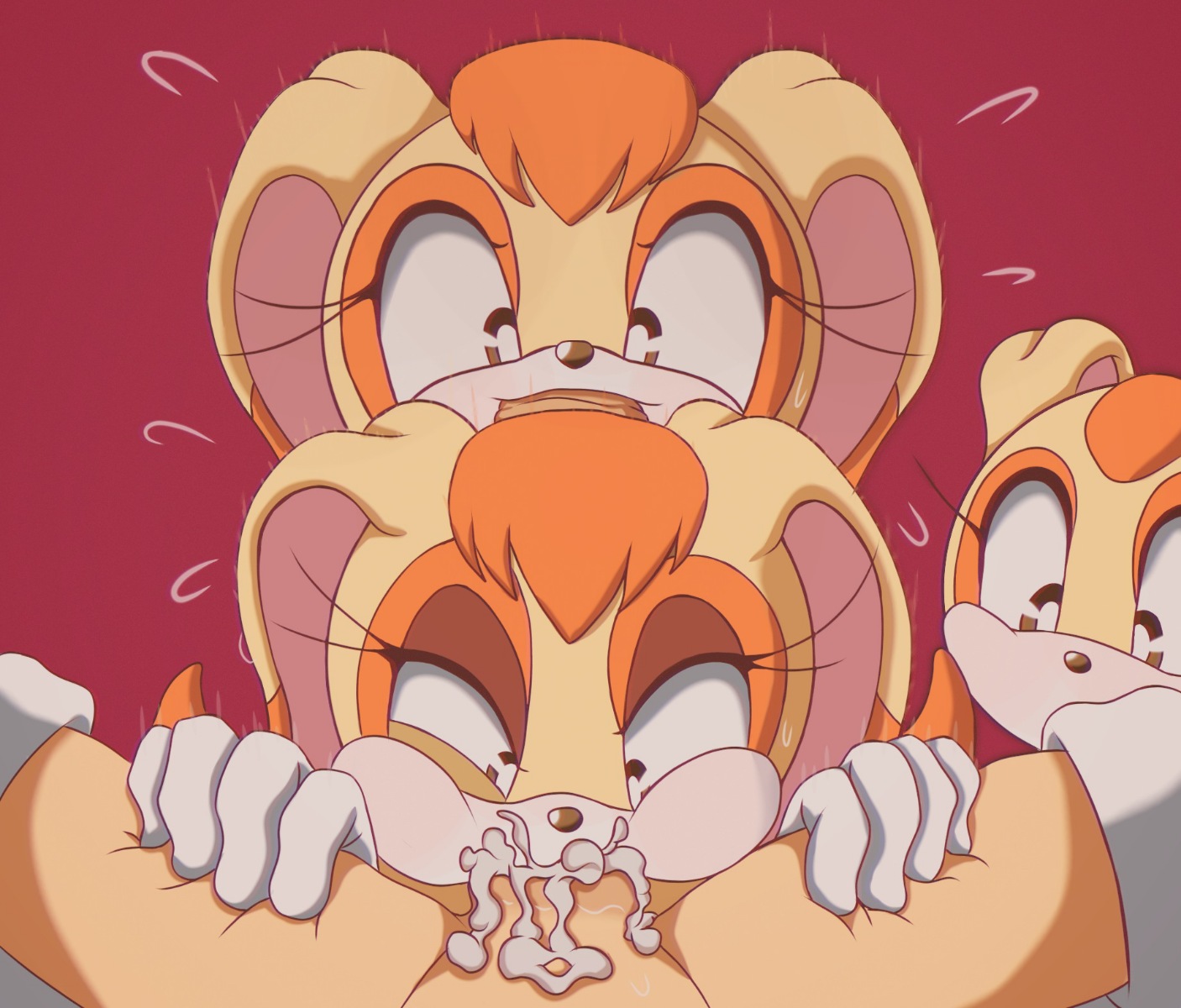 anoningen, blowjob, choco the rabbit, cream the rabbit, deepthroat, fellatio, female, milf, mobian (species), oc, sega, sonic (series), sonic the hedgehog (series), vanilla the rabbit
