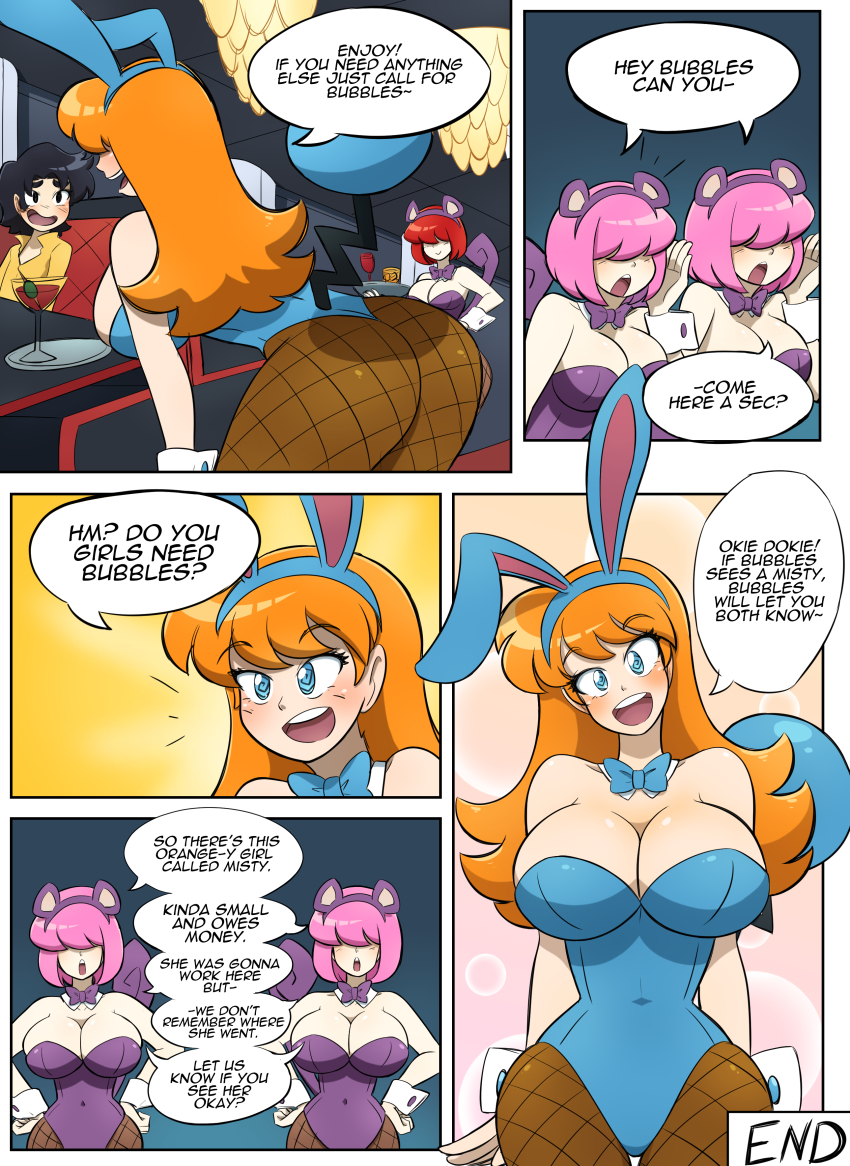 azumarill_(cosplay) big_ass bimbo blush brainwashing breasts bunnysuit cleavage comic cosplay end_page english_text female female_only hi_res huge_breasts human human_only hypnosis kasumi_(pokemon) kobi-tfs large_breasts misty_(pokemon) nintendo orange_hair pink_hair pokemon pokemon_(cosplay) ponytail rattata rattata_(cosplay) text thick_thighs wide_hips