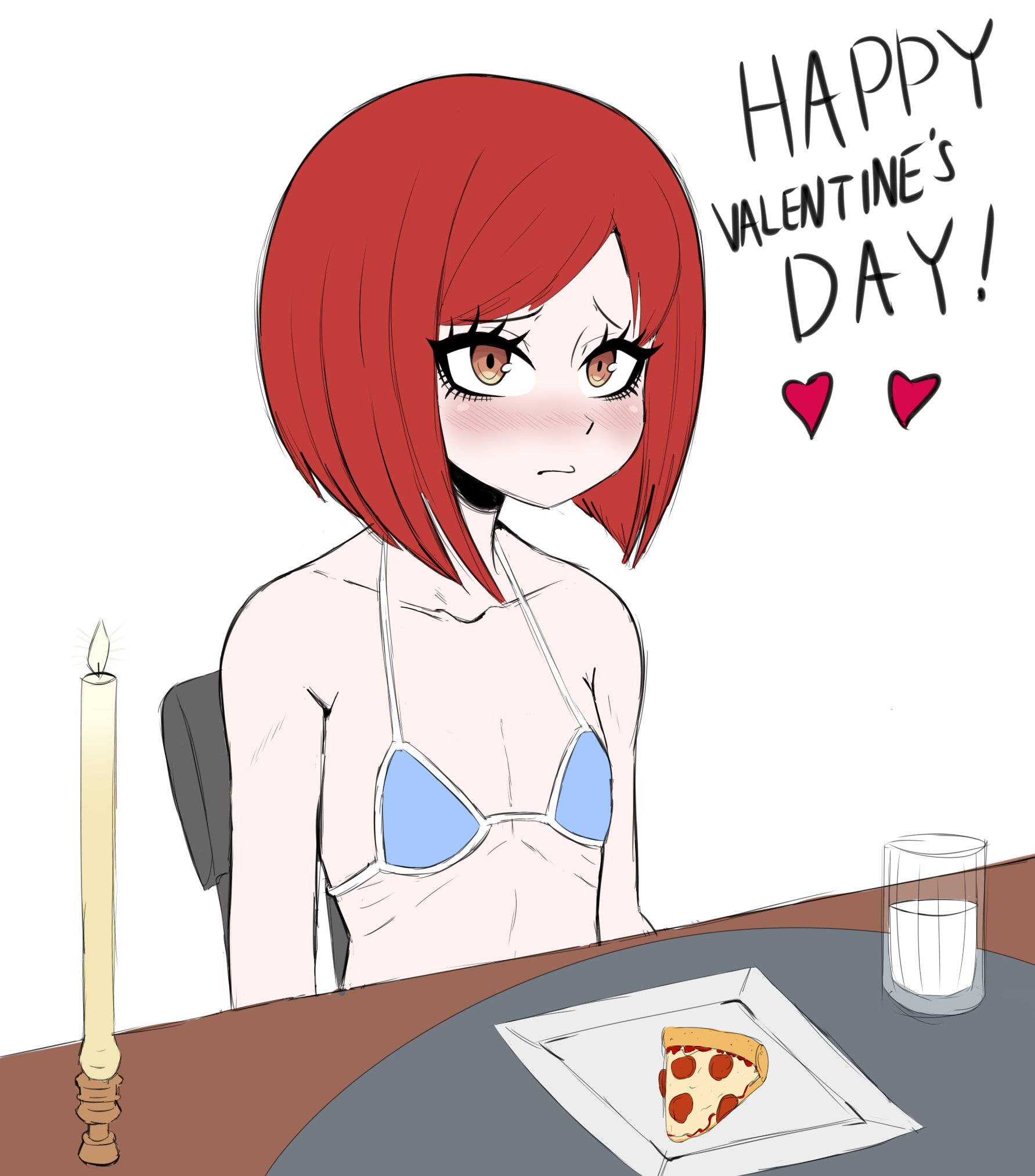 1girls, bikini, bikini top, blush, breasts, danganronpa, danganronpa v3, dialogue, embarrassed, english dialogue, english text, female, female only, skimpy bikini, small breasts, solo, solo female, straight hair, text, true flat chest, young savage, yumeno himiko