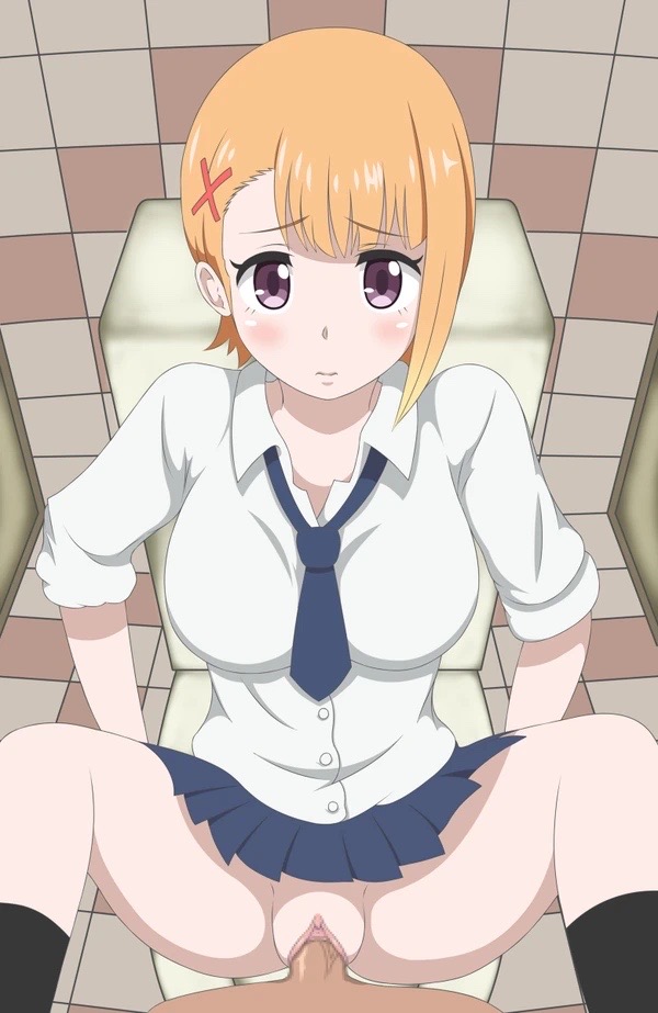 1boy, 1girls, big breasts, breasts, clothed sex, female, male, mieruko-chan, penetration, pussy, socks, spread legs, toilet, vaginal penetration, yurikawa hana