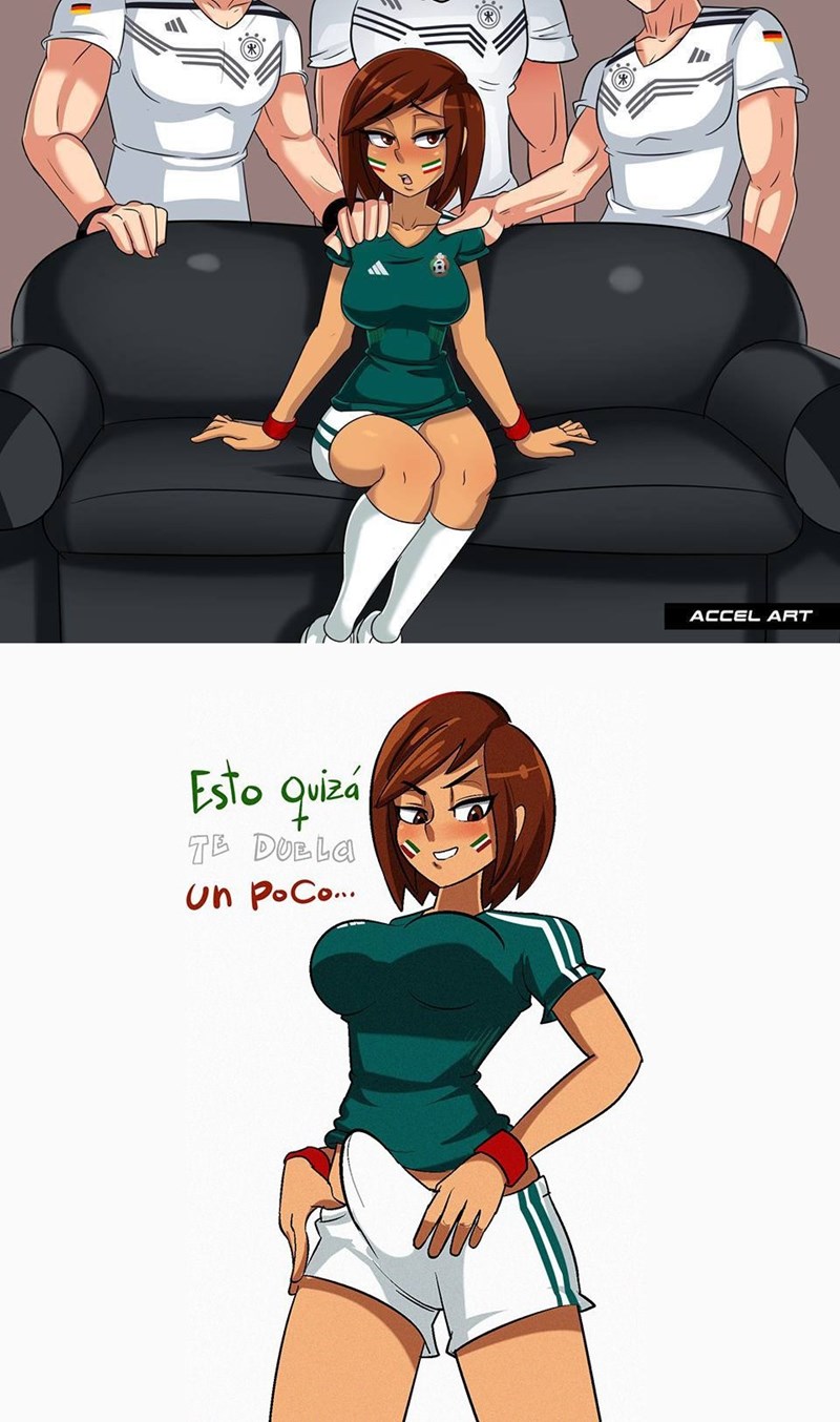 1futa 3boys accelart adidas balls breasts clothed clothing couch countryhumans countryhumans_girl dark_skin dialogue edit erection_under_clothes female fully_clothed futa futa_focus futa_only futadom futanari germany human imminent_sex instant_loss_2koma latina light_skin mexico mexico-chan_(accelart) penis solo solo_focus text translation_request world_cup