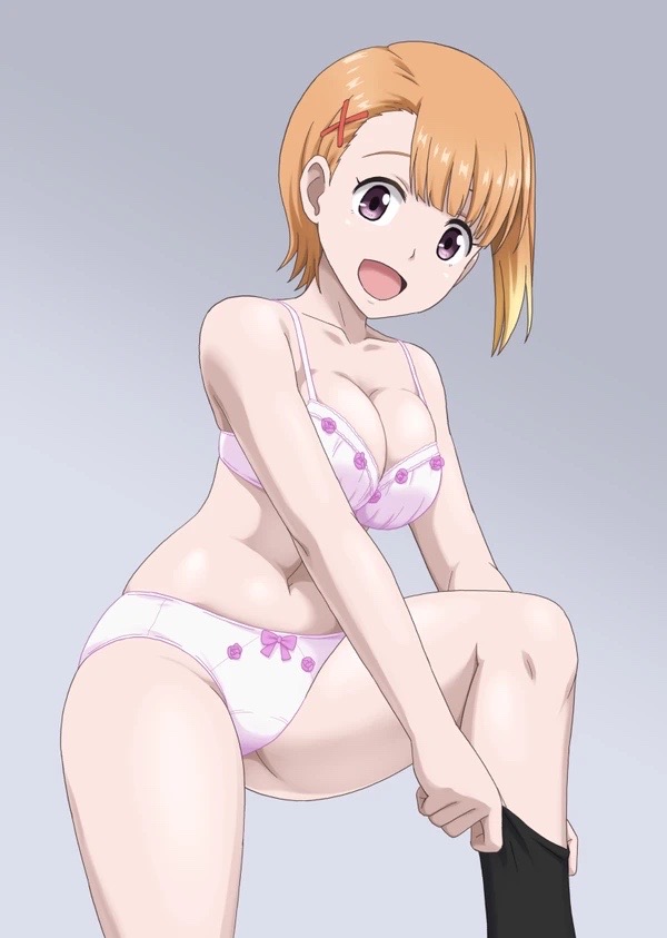 1girls, bra, female, female only, mieruko-chan, panties, solo, underwear, yurikawa hana