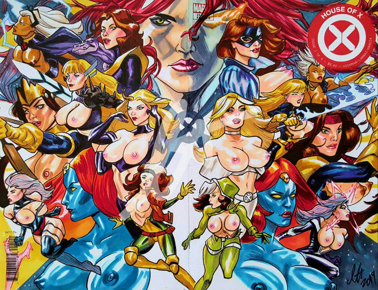 almostheroesart anna_marie black_queen blonde_hair blue_eyes blue_skin breasts breasts_out brown_hair comic comic_cover dani_moonstar danielle_moonstar dark-skinned_female dark_skin elizabeth_braddock emma_frost female_only green_eyes huge_breasts illyana_rasputin jean_grey kitty_pryde magik_(illyana_rasputin) marvel marvel_comics mirage_(x-men) multiple_females multiple_girls mystique ororo_munroe phoenix_(x-men) psylocke purple_hair raven_darkholme red_hair rogue_(x-men) shadowcat storm_(x-men) straight_hair superheroine traditional_drawing_(artwork) white_queen white_streak x-men