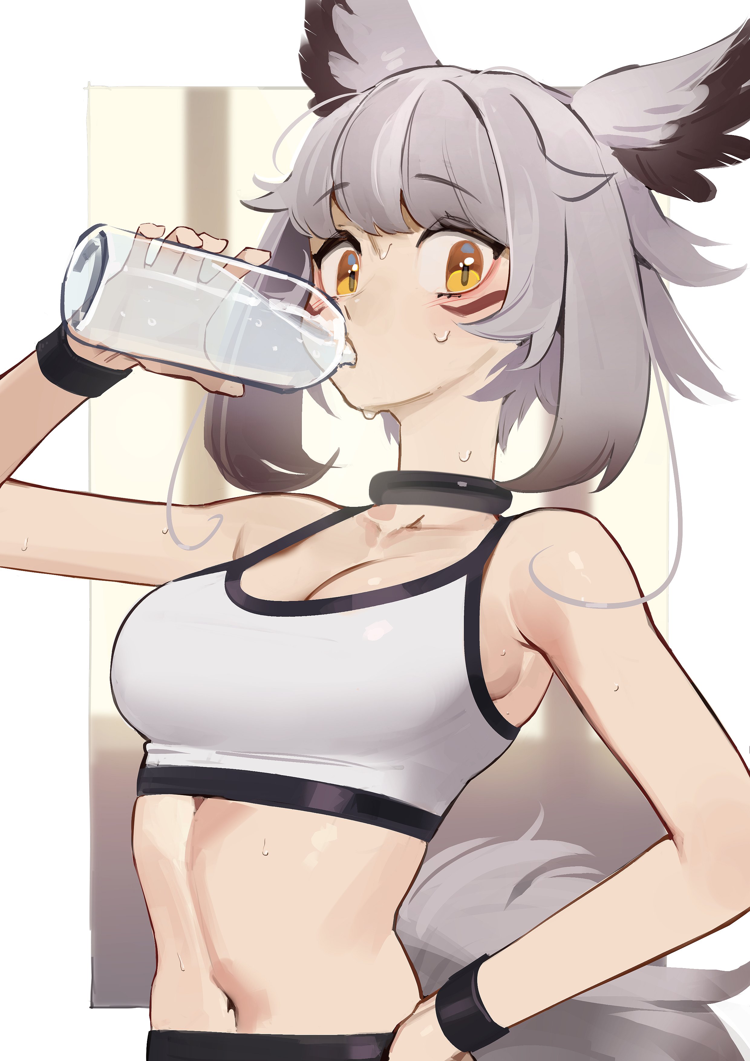 big breasts, breasts, drinking, female, sports uniform, tagme, tos tantan, tostantan