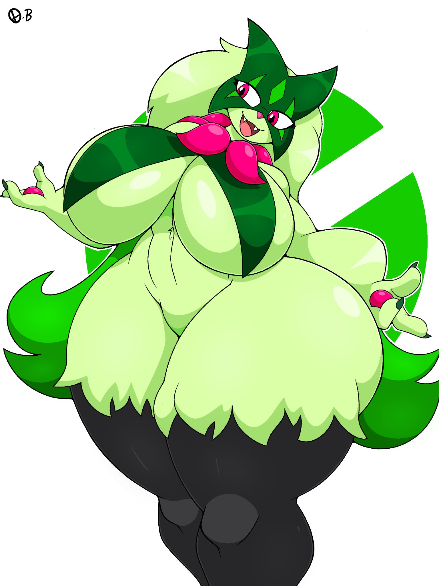 animal humanoid, big breasts, breasts, female, furry, furry only, huge breasts, huge hips, huge thighs, meowscarada, omegabrawl, pokémon (species), pokemon, pokemon (species), pokemon sv