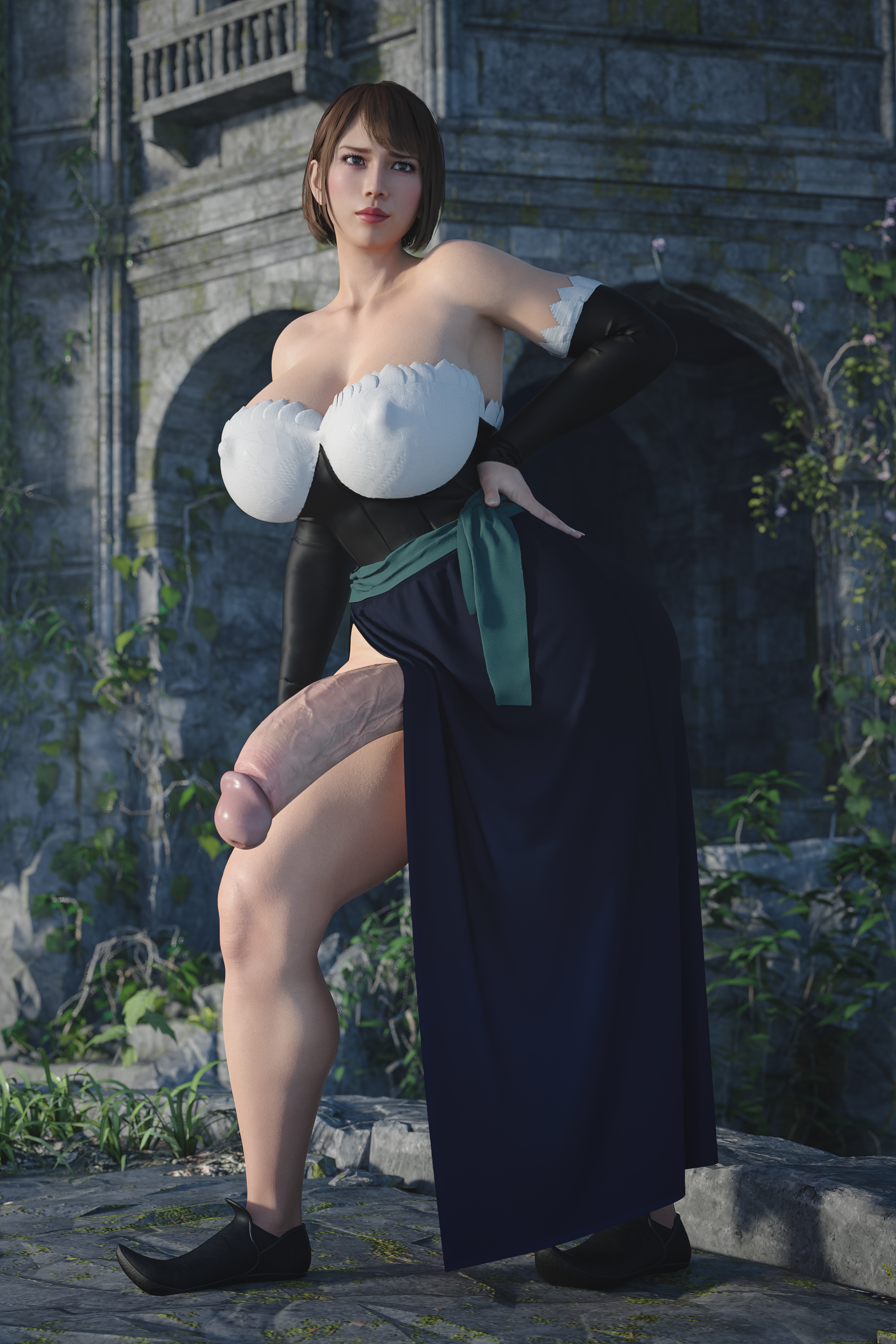 1futa, 3d, breasts, dragon's crown, futa only, futanari, huge breasts, huge cock, ineffective clothing, intersex, penis, ryuu ga gotoku, saeko mukouda, solo, sorceress (dragon's crown), sorceress (dragon's crown) (cosplay), stevencarson, voluptuous