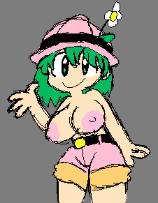 artist_request assistant assistant_(tetris_plus) big_breasts green_hair jaleco shorts sketch tetris tetris_plus