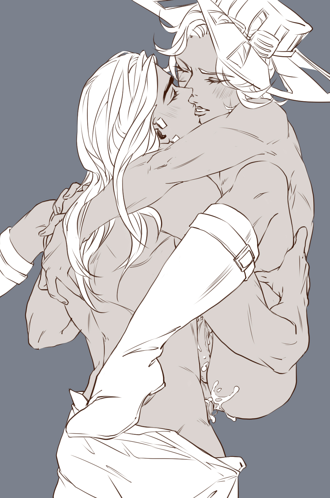 2boys, anal, anal sex, cum, gay, gyro zeppeli, johnny joestar, jojo's bizarre adventure, kissing, long hair, long-haired male, male, male only, male penetrated, male penetrating male, male/male, meng zi, partially clothed, penetration, penis, steel ball run, yaoi