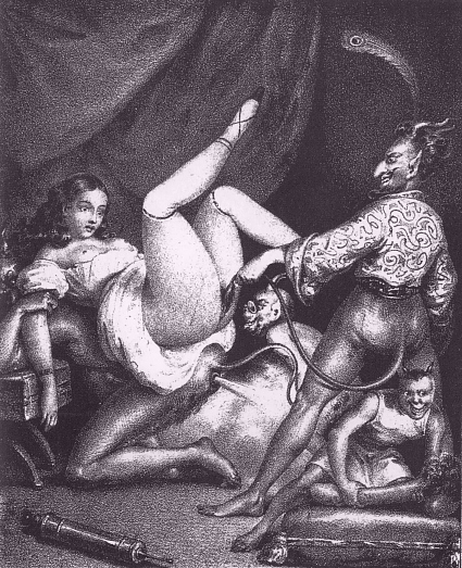 achille_deveria antique demon fart fine_art greyscale monochrome multiple_males