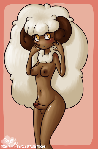 1futa anthro anthro_only blush breasts brown_skin color furry futa_only futanari horns intersex intersex_only nipples nude penis pokemon rapps solo standing tagme whimsicott