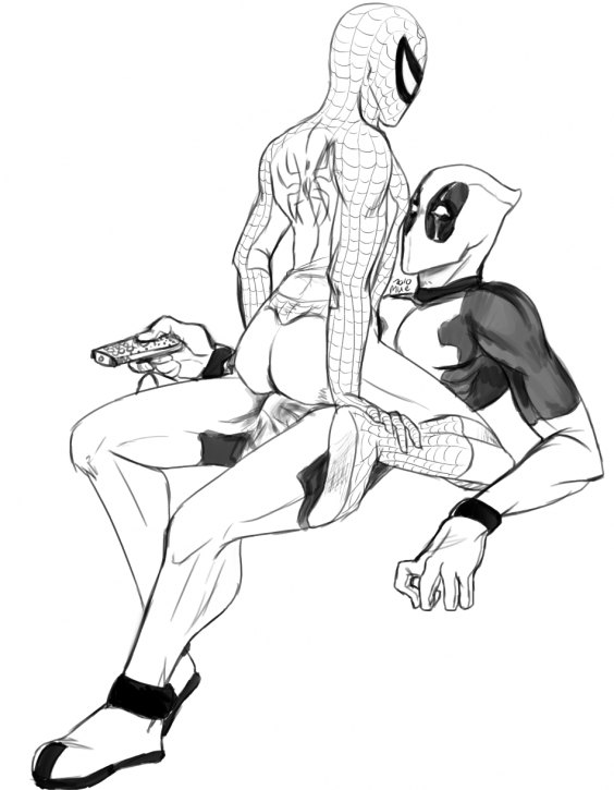 2boys clothed_sex daftmue deadpool gay male male_only marvel multiple_males peter_parker smooth_skin spandex spider-man spider-man_(series) tagme wade_wilson yaoi