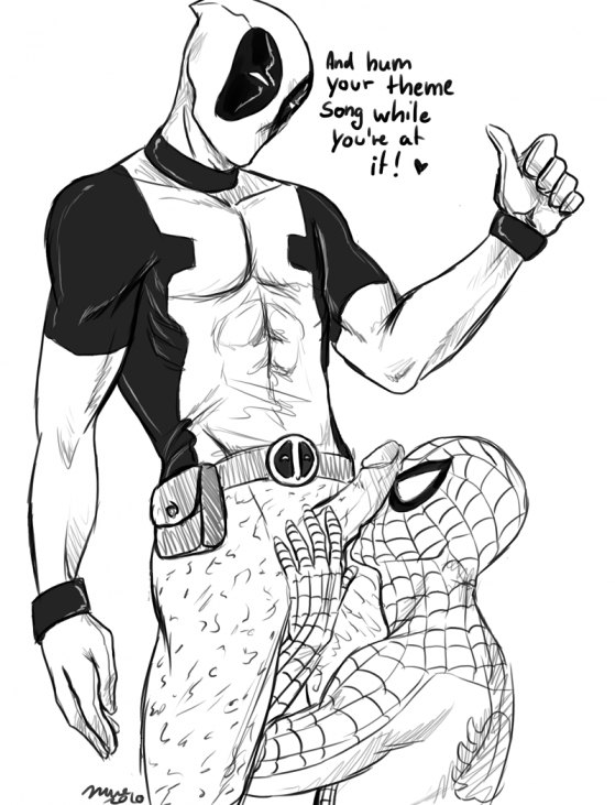 2boys bottomless clothed_sex daftmue deadpool erection gay male male_only marvel peter_parker scar scarring scars smooth_skin spider-man spider-man_(series) tagme wade_wilson yaoi