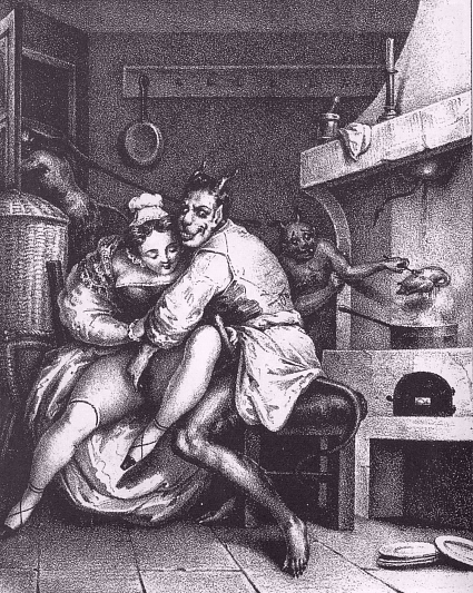 achille_deveria antique demon fine_art greyscale kitchen monochrome nightmare_fuel straight_hair