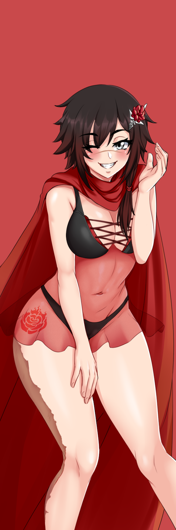 1girls black_and_red_hair bra breasts cropped cropped_image edit hair_clip light-skinned_female light_skin lingerie panties rooster_teeth rose ruby_rose rwby scar scar_on_face scar_on_nose short_hair silver_eyes smile smiling smiling_at_viewer solo solo_female tabletknight tattoo third-party_edit two_tone_hair wink winking winking_at_viewer