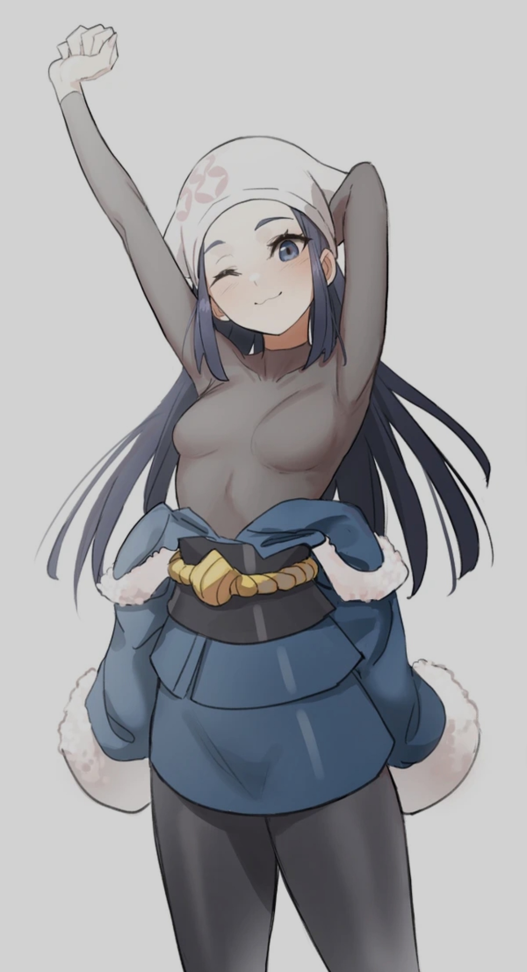 akari (pokemon), blue eyes, blue hair, female, female only, looking at viewer, pokemon, pokemon legends: arceus
