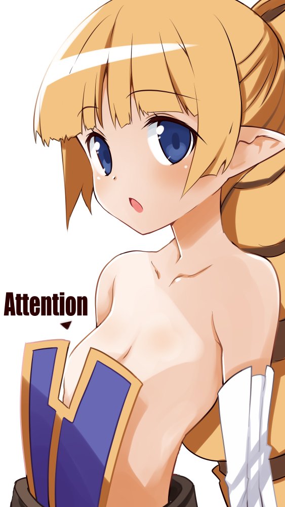 1girls archer_(disgaea) blonde_female breasts bust_portrait disgaea female_only iwasi_r nippon_ichi_software pointy_ears skimpy_clothes small_breasts