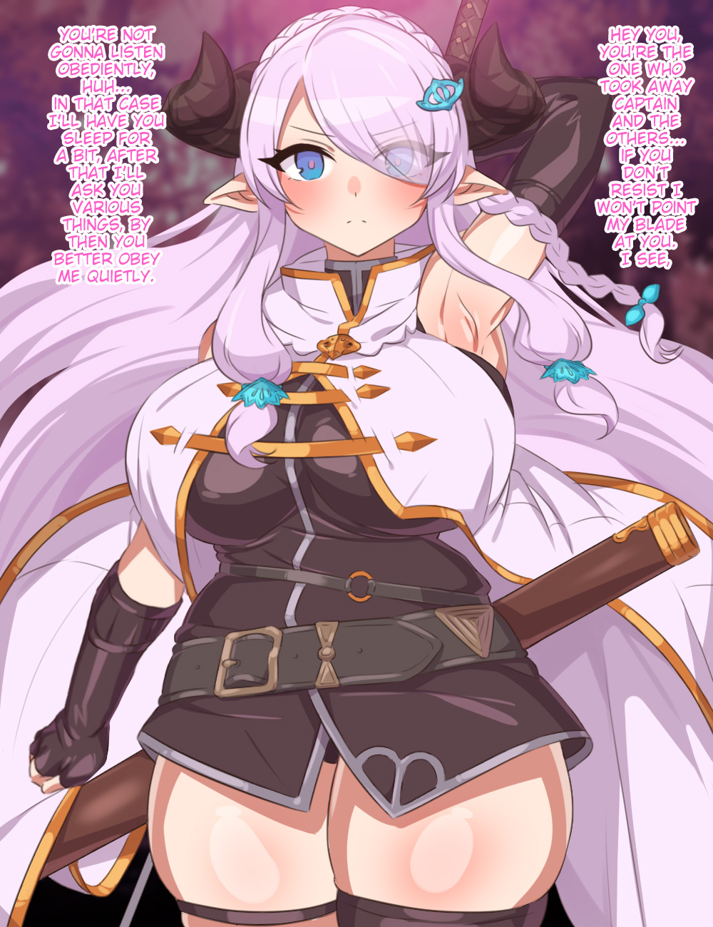 1girls, big breasts, breasts, busty, corruption, curvaceous, curves, curvy, curvy body, curvy female, curvy figure, english text, female, female focus, ganbari mascarpone, granblue fantasy, huge breasts, large breasts, narmaya (granblue fantasy), text, voluptuous