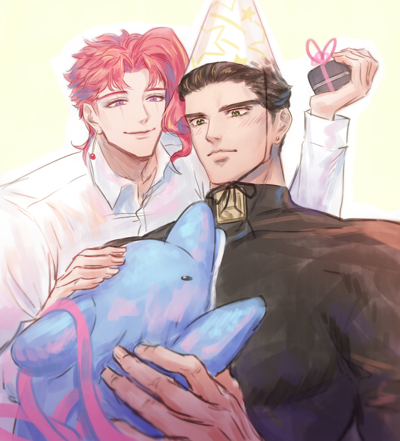 2boys birthday context gay imminent_anal imminent_sex jojo's_bizarre_adventure jotaro_kujo male/male male_focus male_only mi_bebito_fiu_fiu muscular muscular_male noriaki_kakyoin safe stardust_crusaders wholesome yaoi