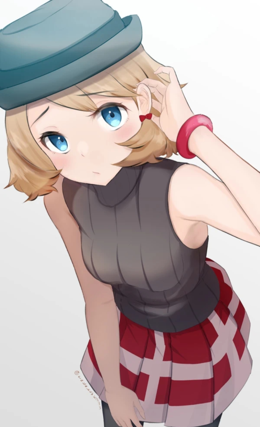 blonde hair, blue hair, female, female only, looking at viewer, pokemon, pokemon journeys, pokemon xy, serena (pokemon), skirt, undeniably beautiful