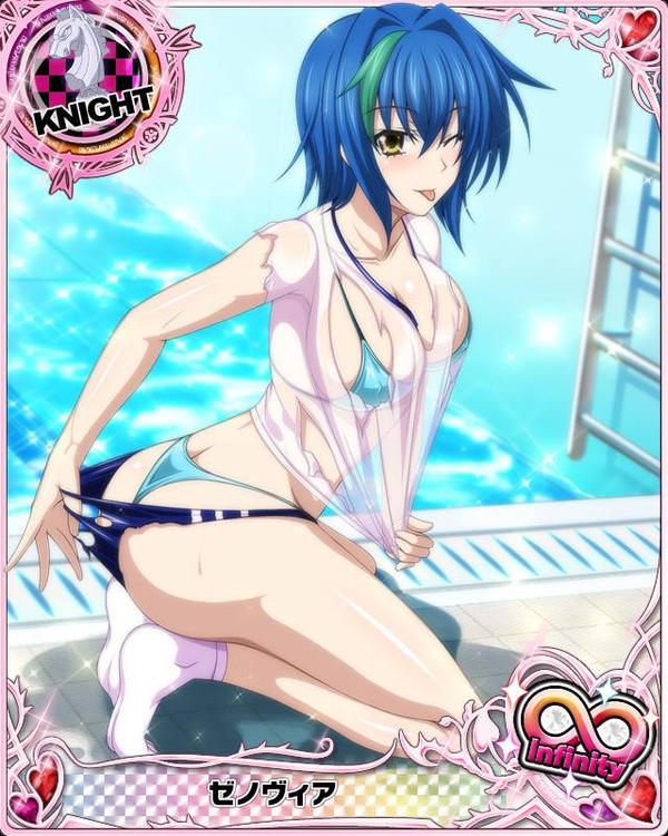 •, 1girls, blue hair, blush, erect nipples, female, high school dxd, nipples, pool, see-through, see-through clothing, socks, solo, solo female, swimwear, tongue, tongue out, torn clothes, torn clothing, wet clothes, xenovia quarta