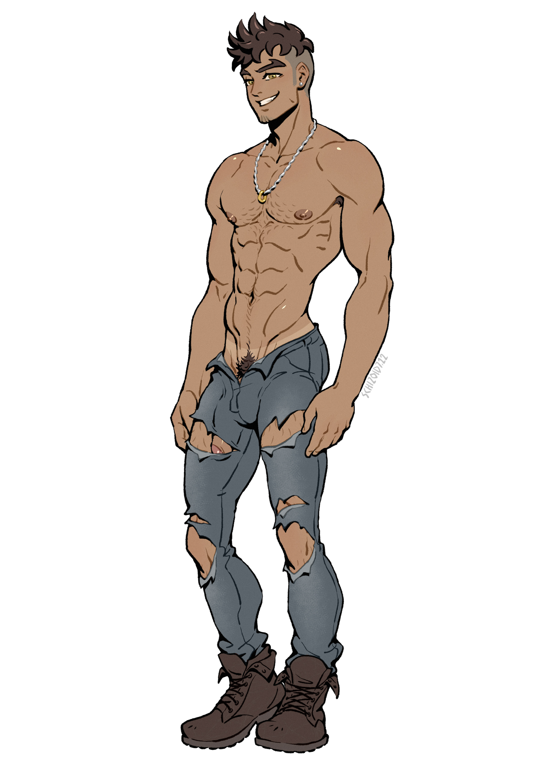 dilftown, flaccid, flaccid penis, foreskin, johnny souza, latino, male, male only, melanin, muscles, muscular, muscular male, necklace, partially retracted foreskin, penis, penis peek, pubes, retracted foreskin, ripped pants, schizoid, shirtless, shirtless (male), shirtless male, smiling, solo, solo male, tanline, tanlines, teenage male, twitter user oc, uncircumcised, uncut, unzipped pants