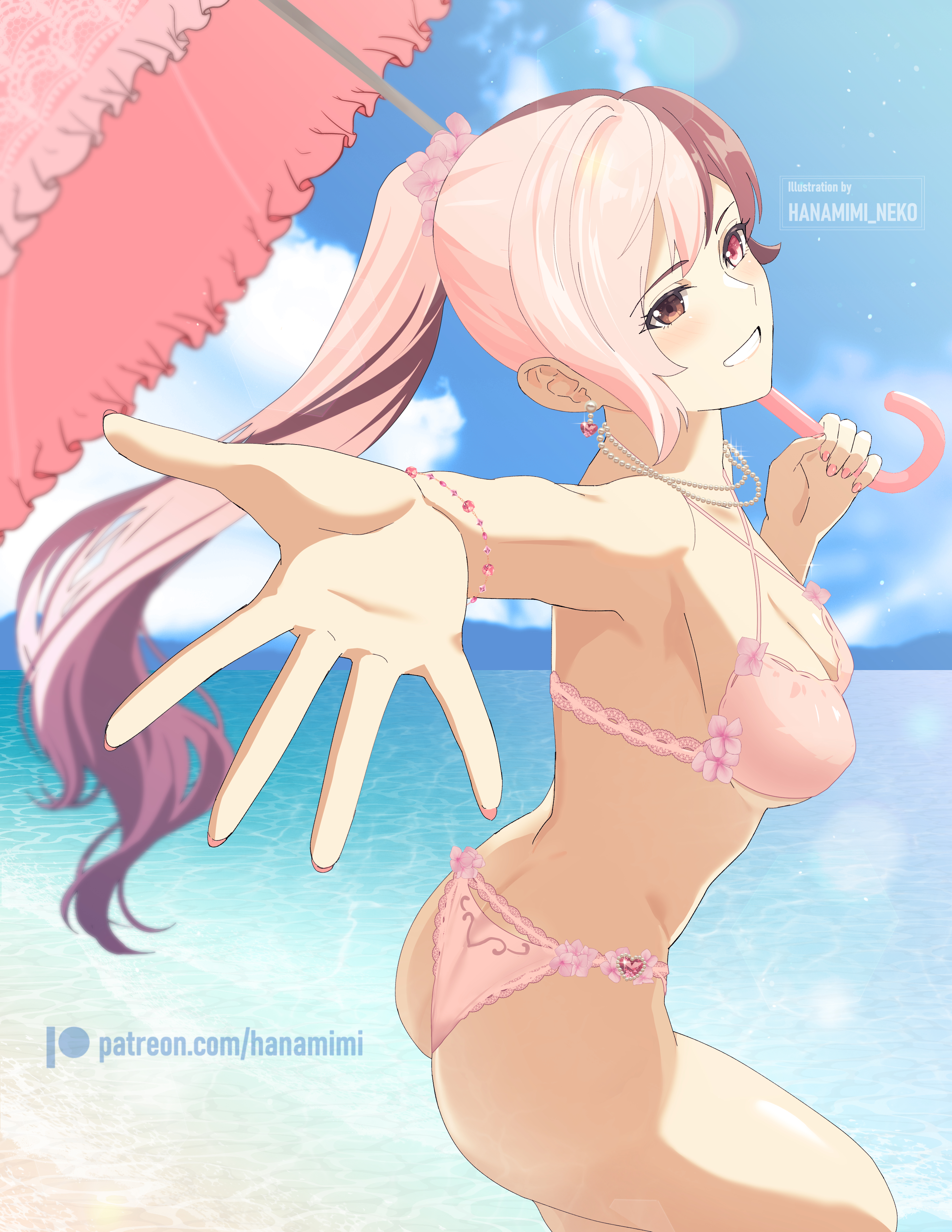 bikini, female, female focus, hanamimi neko, heterochromia, multicolored hair, neo (rwby), rwby, tagme, tagme (artist), two-tone hair