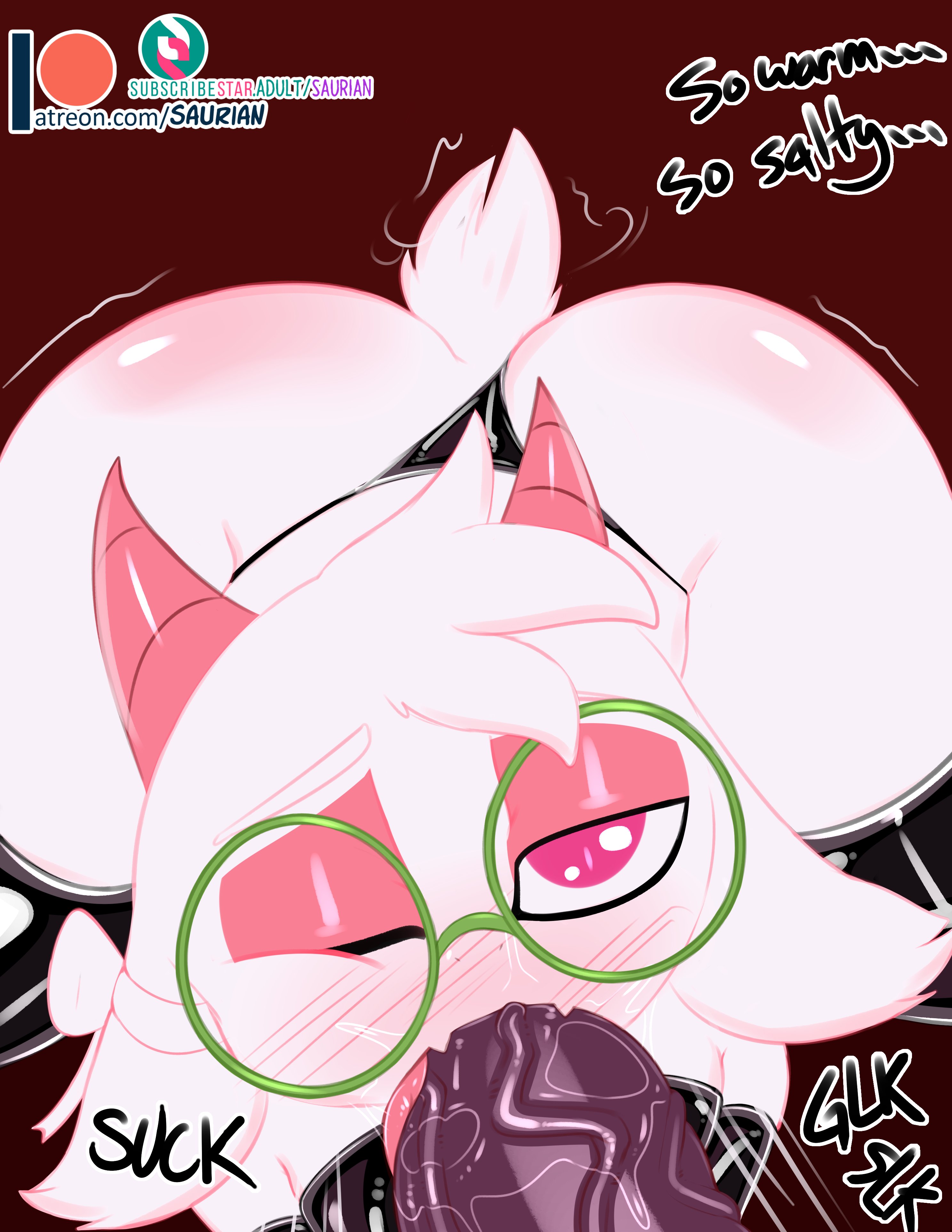 2boys, 2d, anthro, anthro male, ass, big ass, blowjob, blush, bubble ass, bubble butt, caprine, choker, clothing, deltarune, dialogue, elbow gloves, fat ass, fellatio, femboy, furry, furry male, glasses, gloves, goat, horns, latex, latex gloves, looking at viewer, male, male only, male penetrated, male penetrating, male penetrating male, multiple boys, multiple males, nipple bulge, nipples, oral, panties, penetration, ralsei, saurian (artist), text, thick thighs, undertale (series)