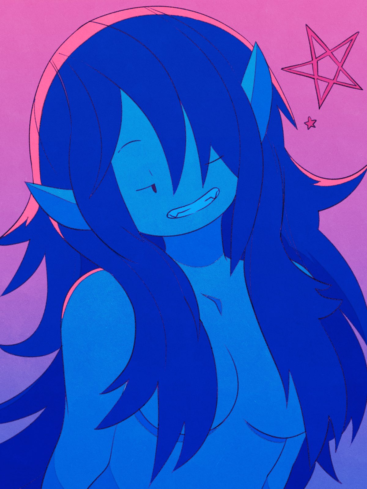 adventure time, breasts, crasherchroma, female, hair covering breasts, marceline