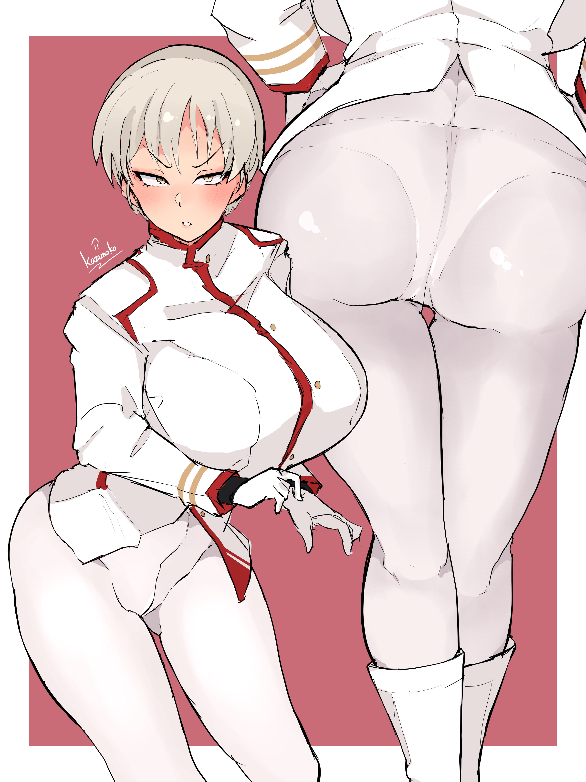 1girls, artist request, ass, big ass, big breasts, big butt, blonde hair, blue archive, breasts, busty, curvaceous, curves, curvy, curvy body, curvy female, curvy figure, enormous breasts, female, female focus, female only, huge ass, huge breasts, human, large breasts, marina (blue archive), panties, panties visible through clothing, short hair, solo, solo female, solo focus, thick thighs, thighhighs, very short hair, voluptuous