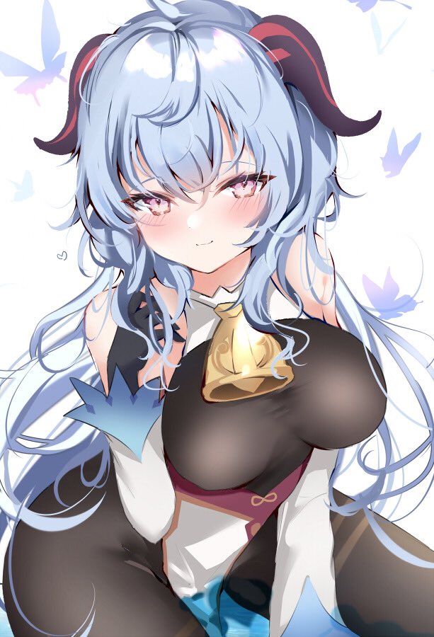 1girls, blue hair, female, ganyu (genshin impact), genshin impact, horns, tagme, tagme (artist)