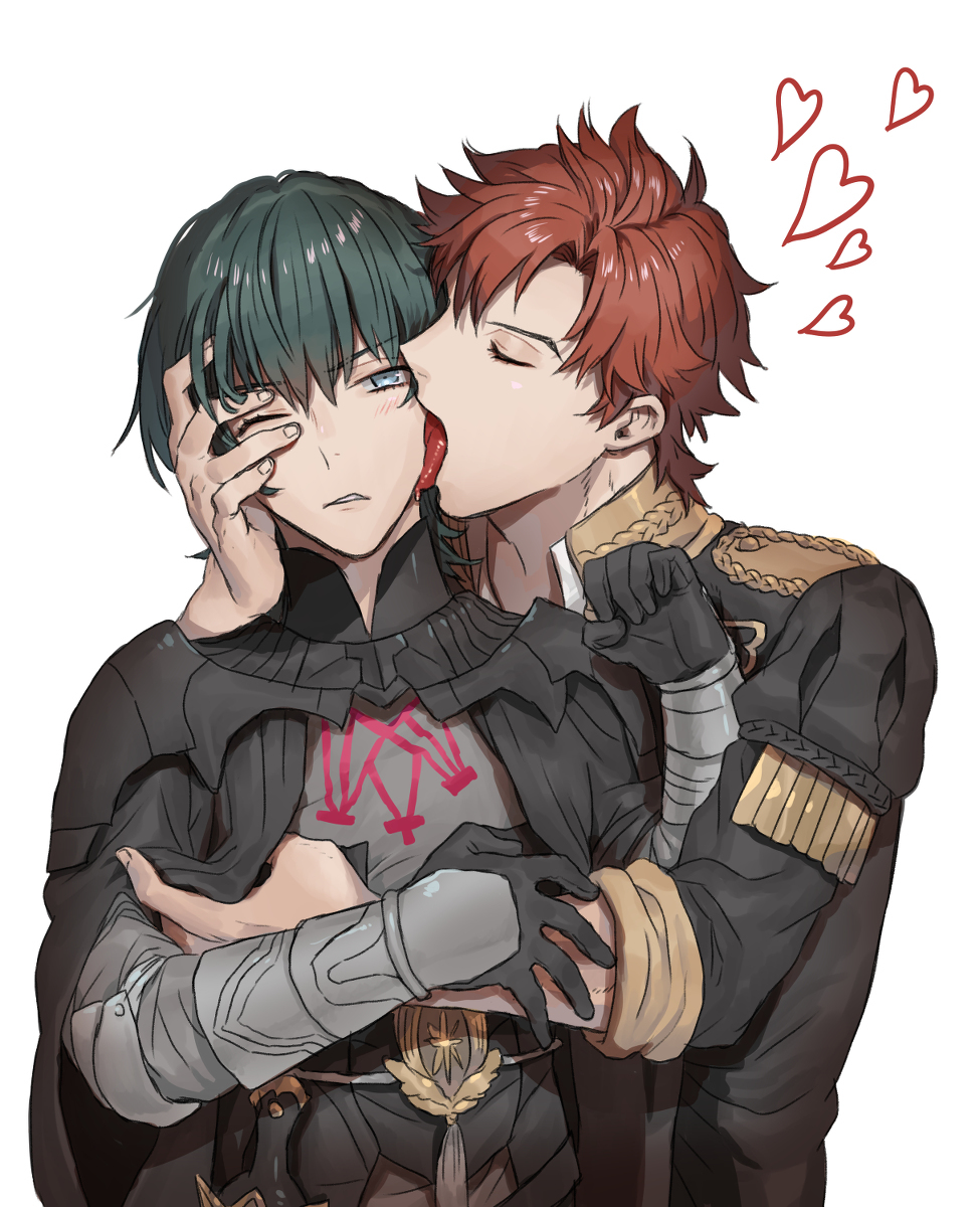 byleth_(fire_emblem) byleth_(fire_emblem)_(male) fire_emblem fire_emblem:_three_houses gay head_grab licking licking_face nonesabu sylvain_jose_gautier yaoi