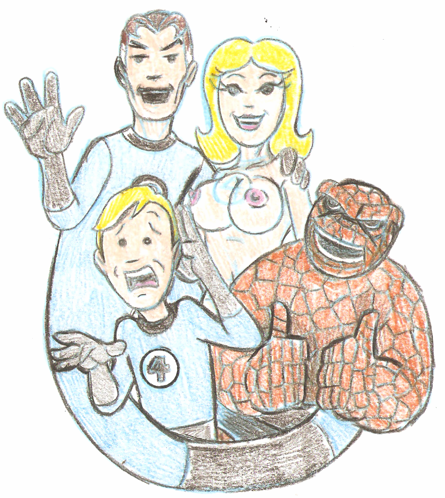 1girls 3boys ben_grimm clothed_male_nude_female fantastic_four female human human_torch invisible_woman johnny_storm legacy1976 male marvel mr_fantastic nude nude_female reed_richards sue_storm the_thing_(marvel)